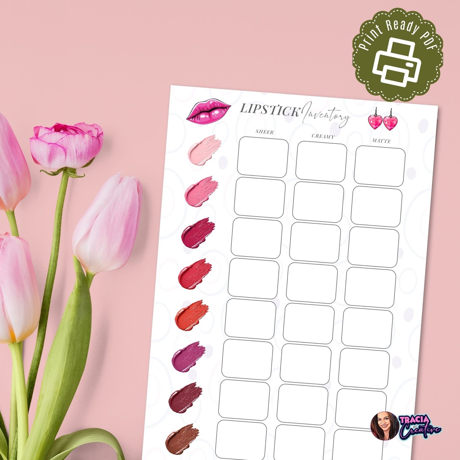 Printable Lipstick Inventory | Tracia Creative