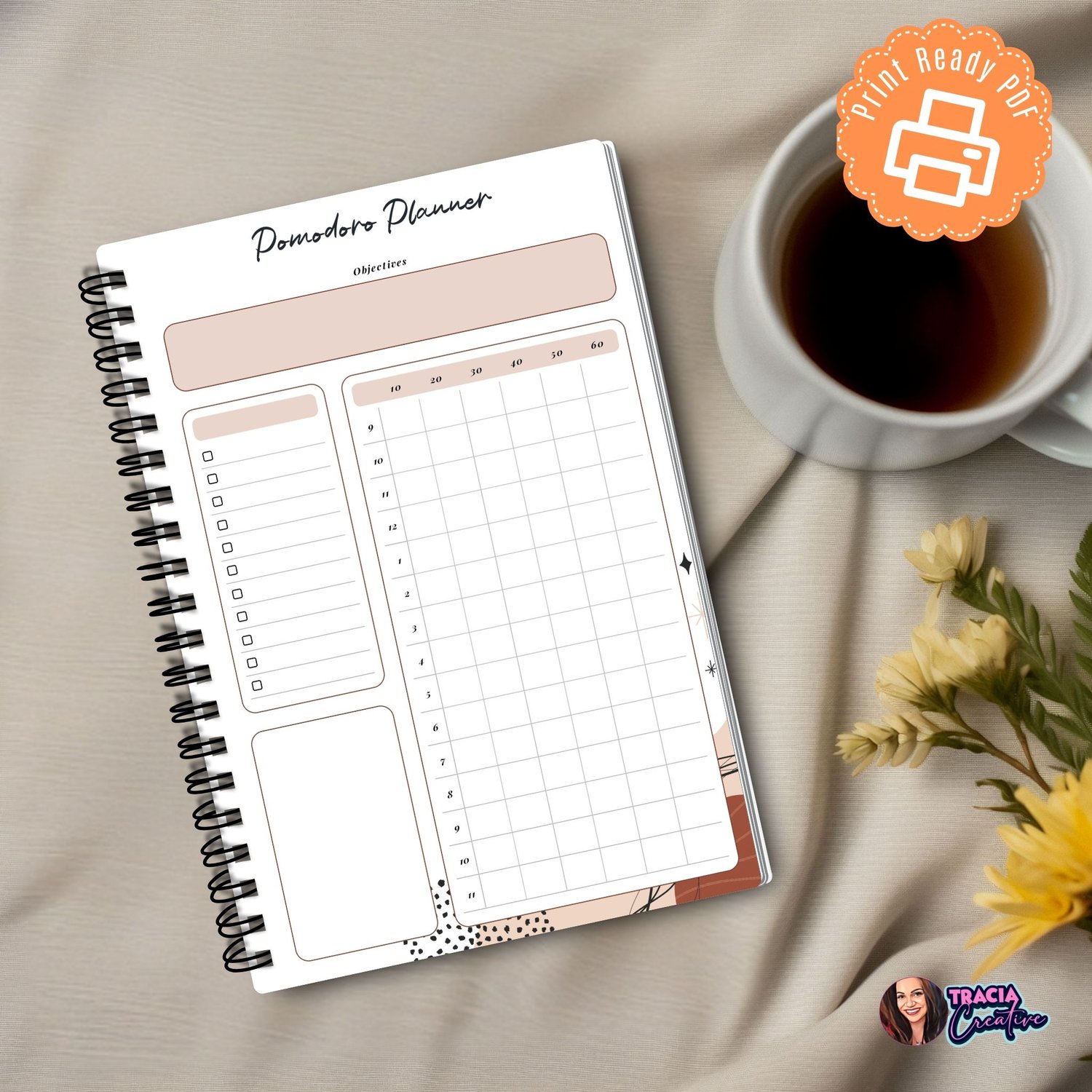 Pomodoro Planner Page: Boost Productivity | Tracia Creative