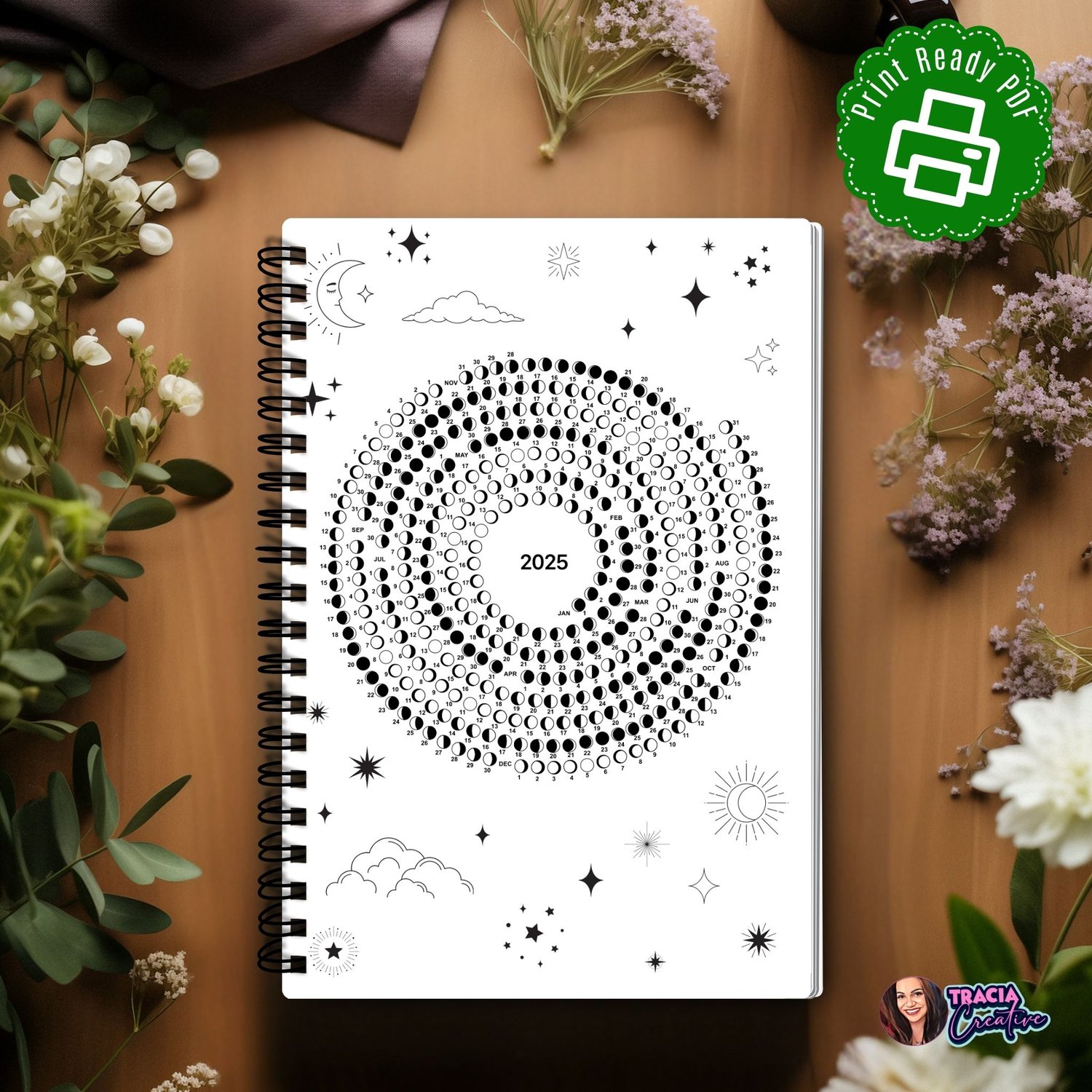 Printable 2025 Lunar Monthly Planner – Digital Download