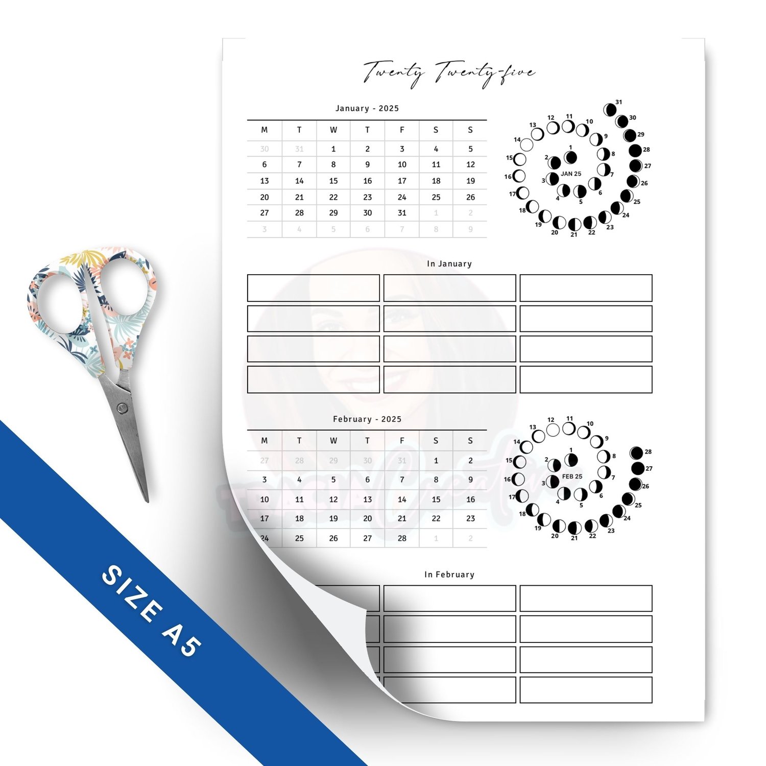 Printable 2025 Lunar Monthly Planner – Digital Download