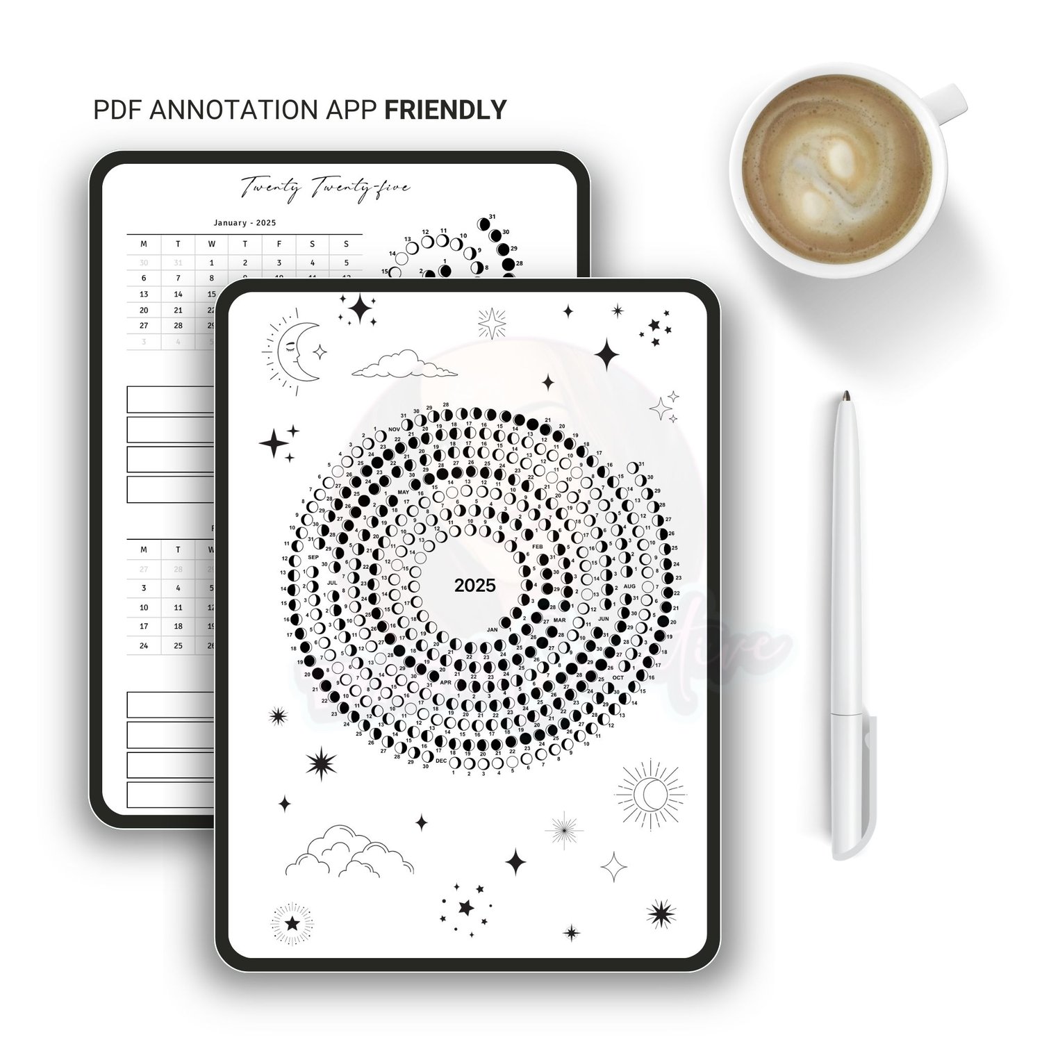 Printable 2025 Lunar Monthly Planner – Digital Download