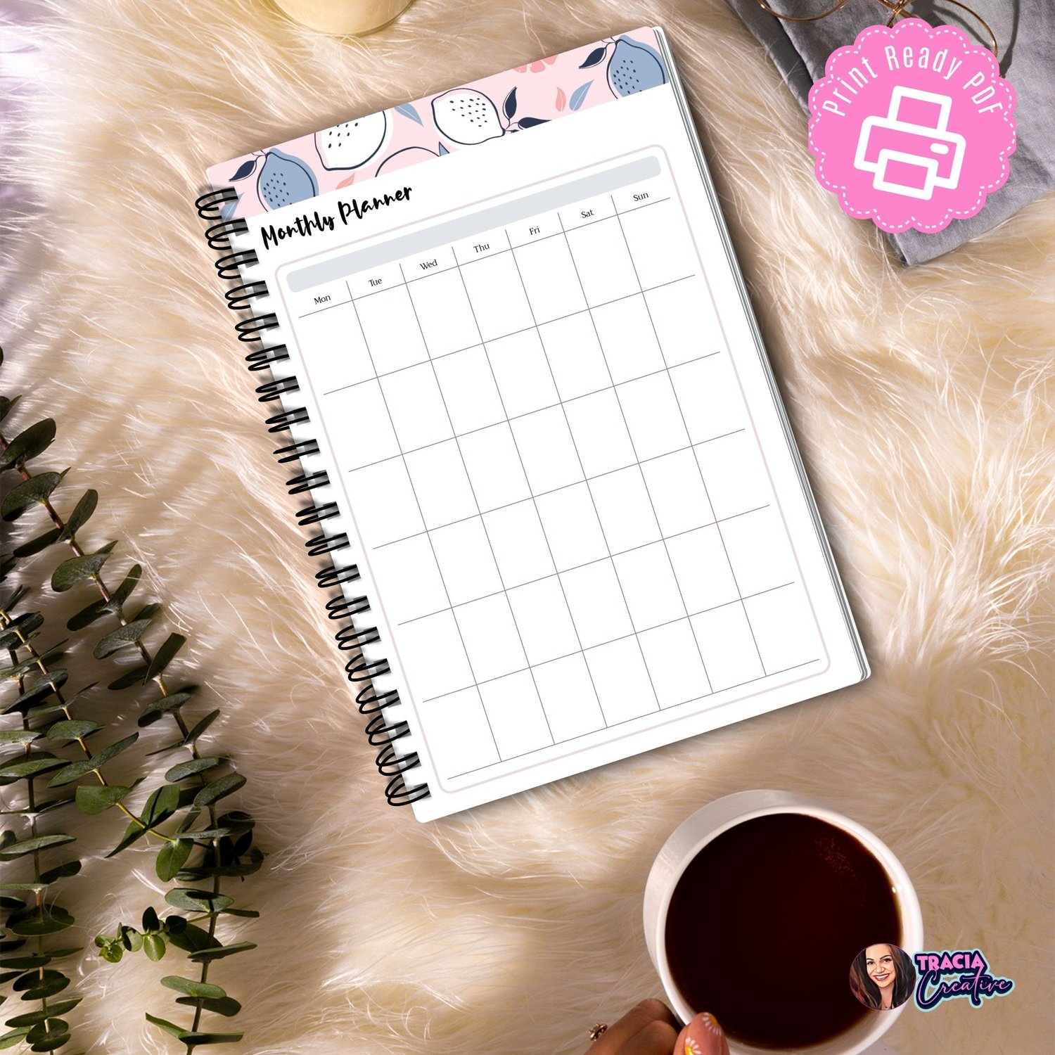 Monthly Planner, A5 Planner Insert | Tracia Creative