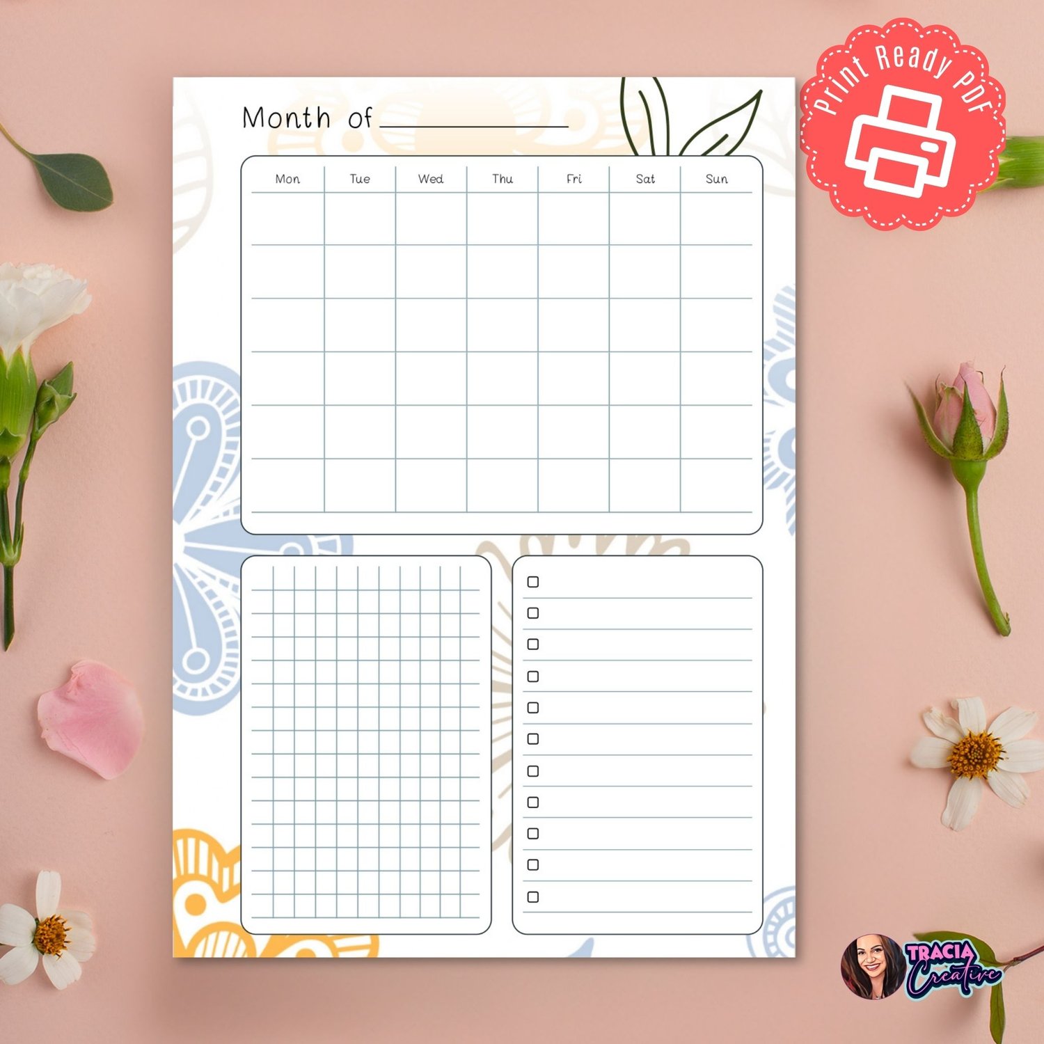 Spring Monthly Planner Printable | Tracia Creative