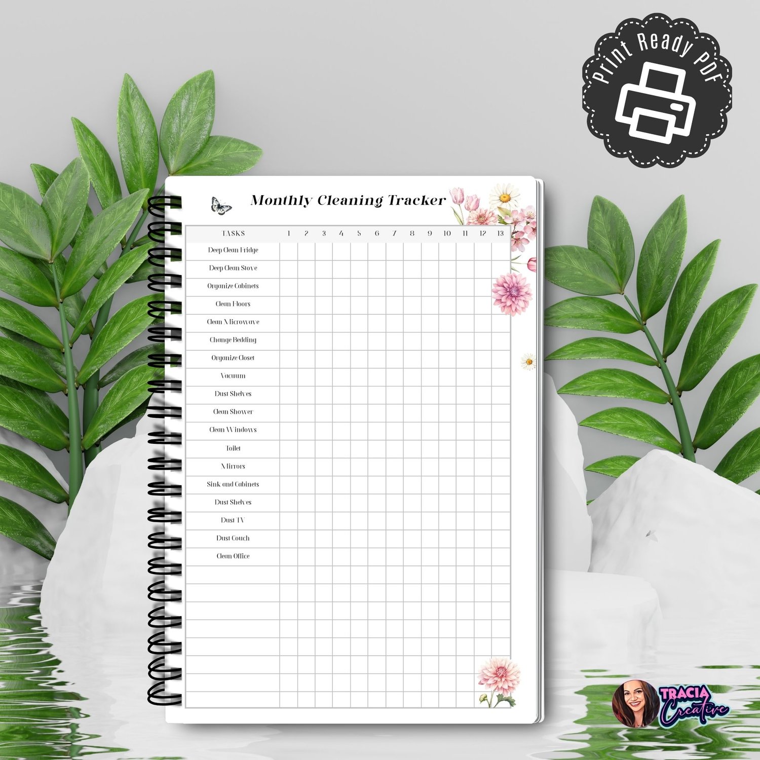Monthly Cleaning Tracker - Stay Organized | Tracia Creative