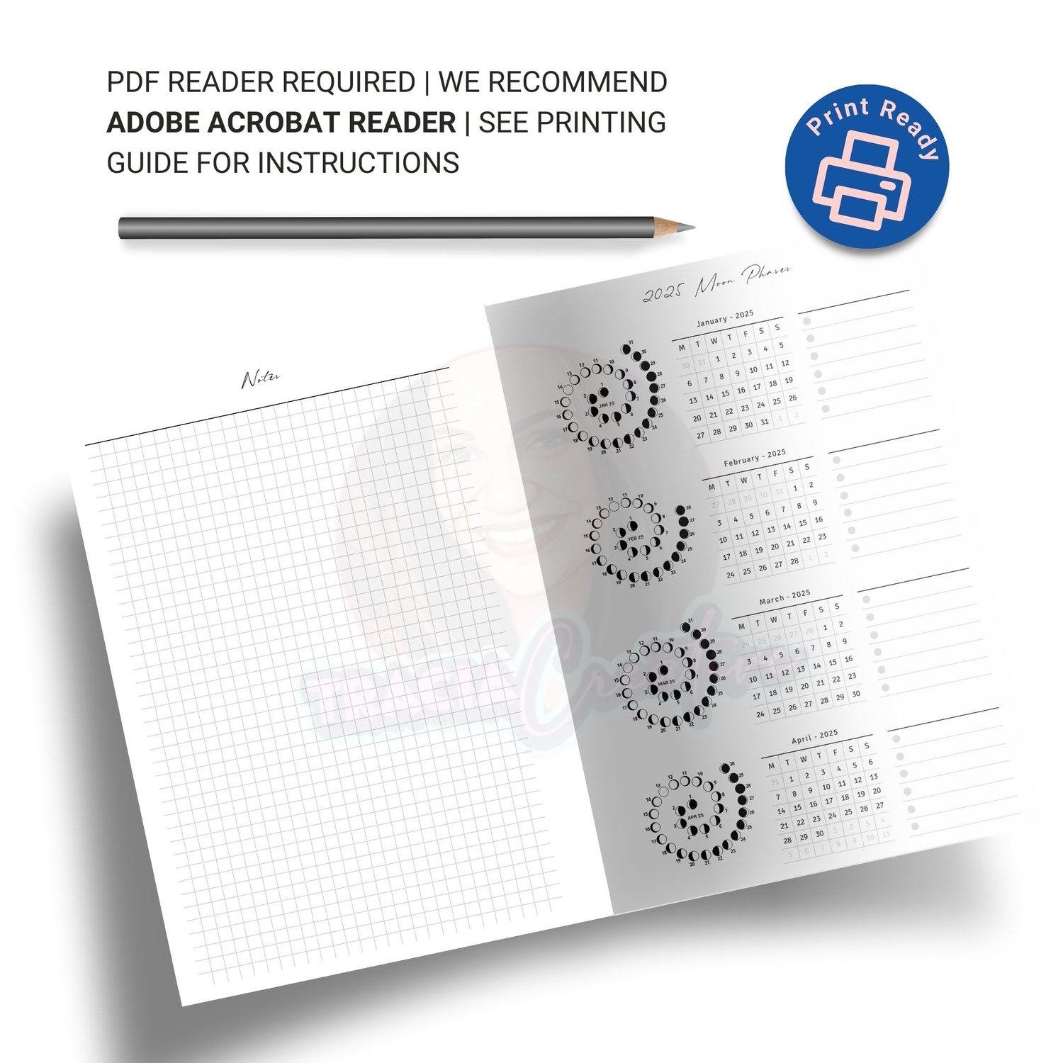2025 Moon Calendar Quarters A5 – Track Lunar Phases