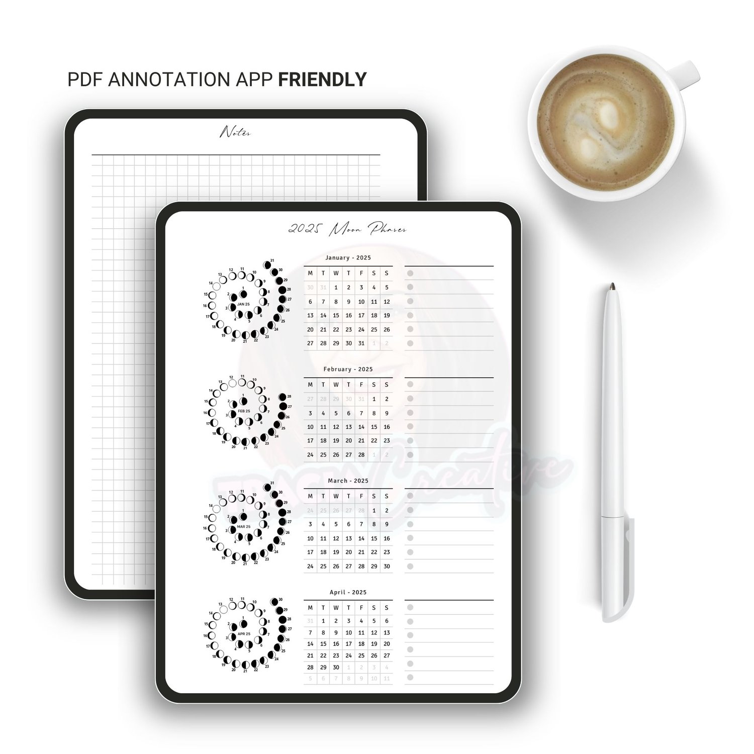 2025 Moon Calendar Quarters A5 – Track Lunar Phases