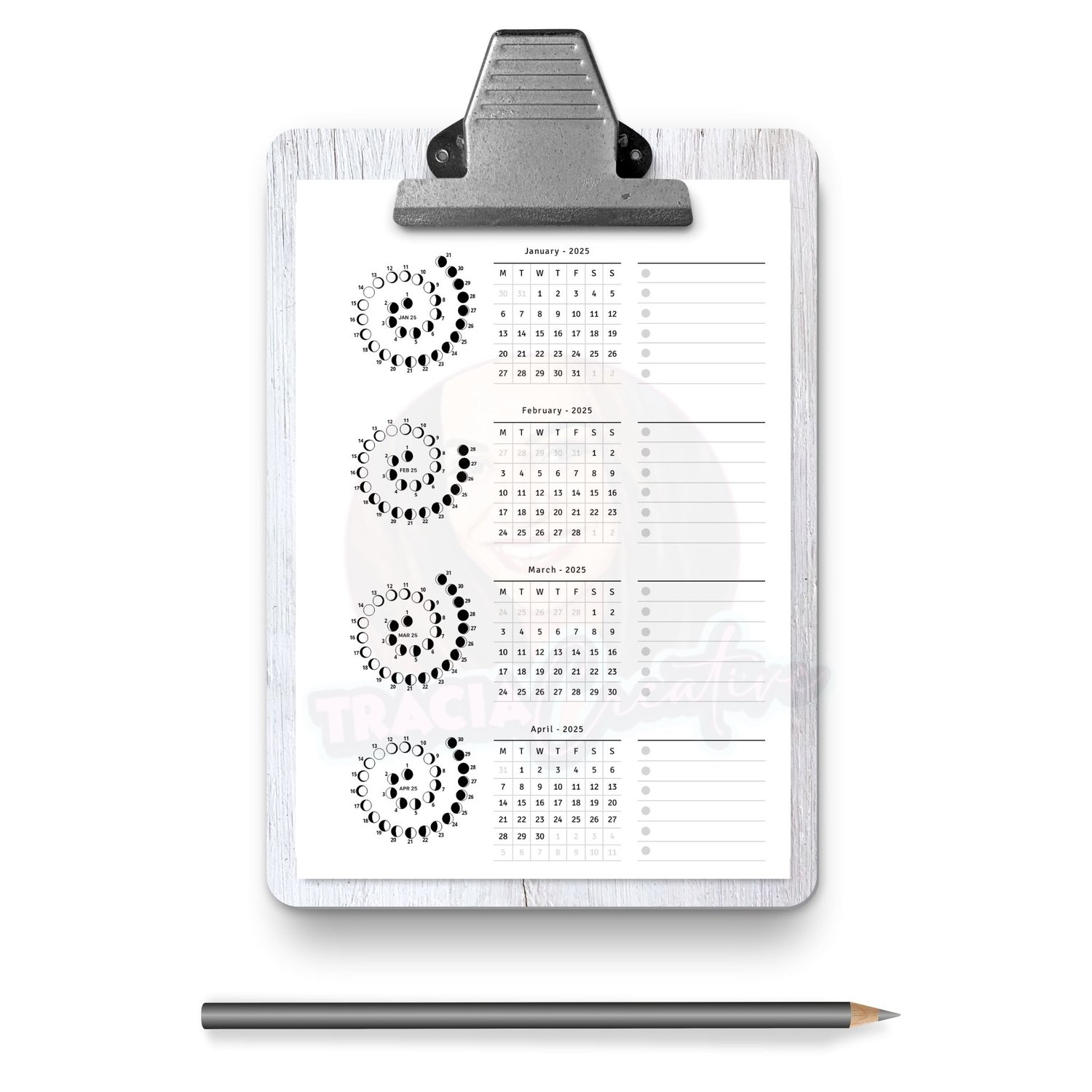 2025 Moon Calendar Quarters A5 – Track Lunar Phases