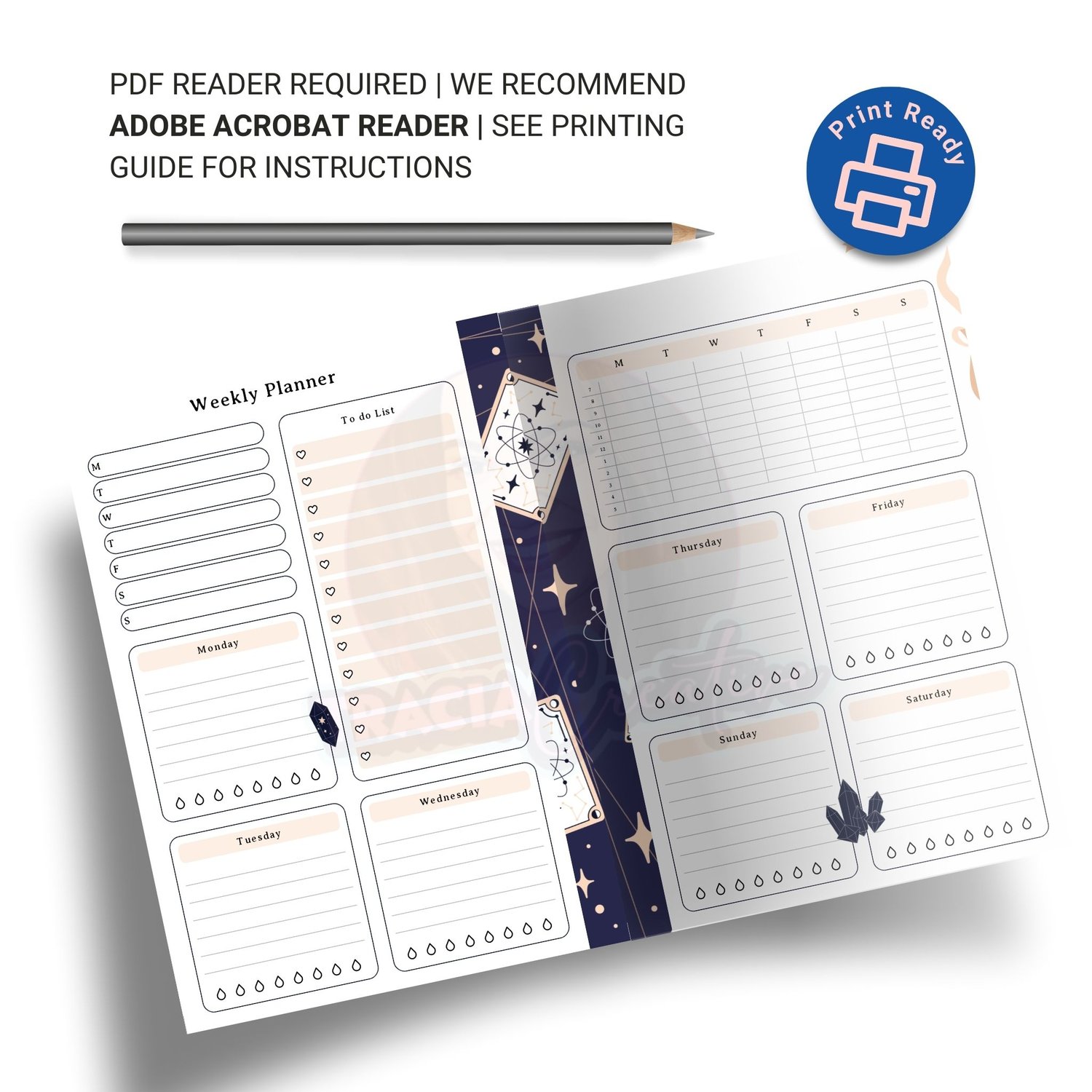 Printable Celestial Weekly Planner – Stay Organized