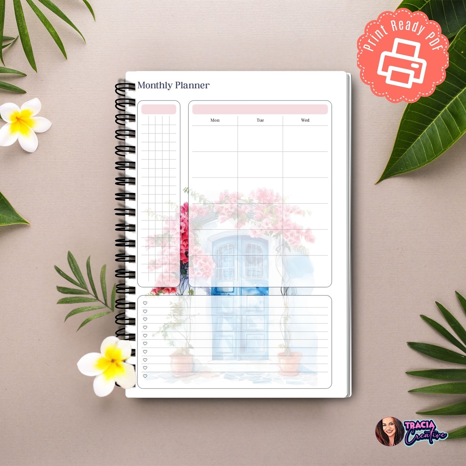 Mediterranean Monthly Planner Insert: A5 Printable | Tracia Creative