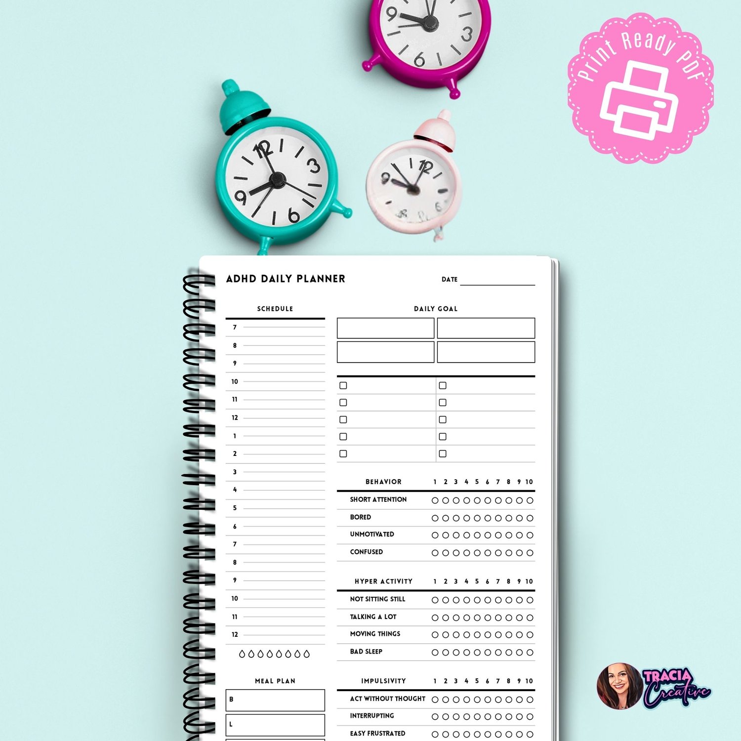ADHD Daily Planner Page (Minimalist) | Tracia Creative