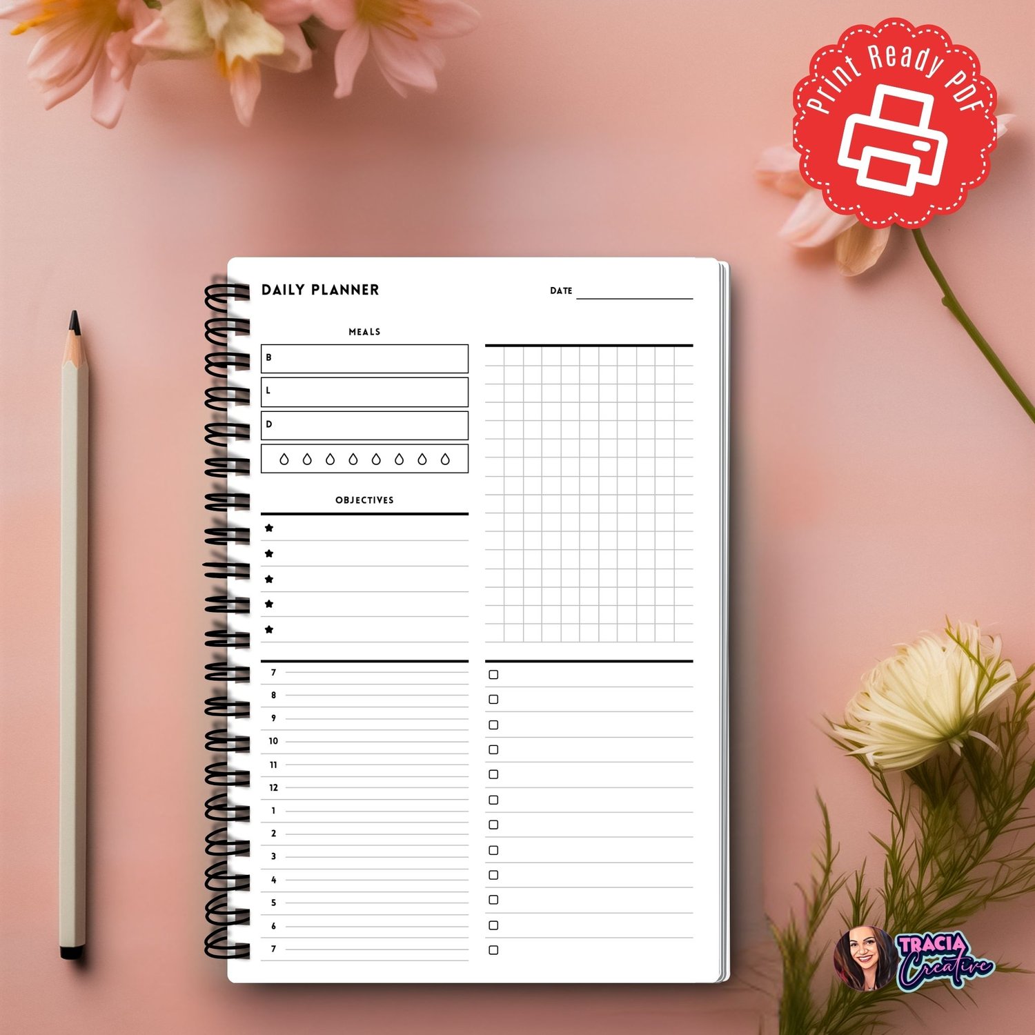 Daily Planner Insert A5 Minimalist | Tracia Creative