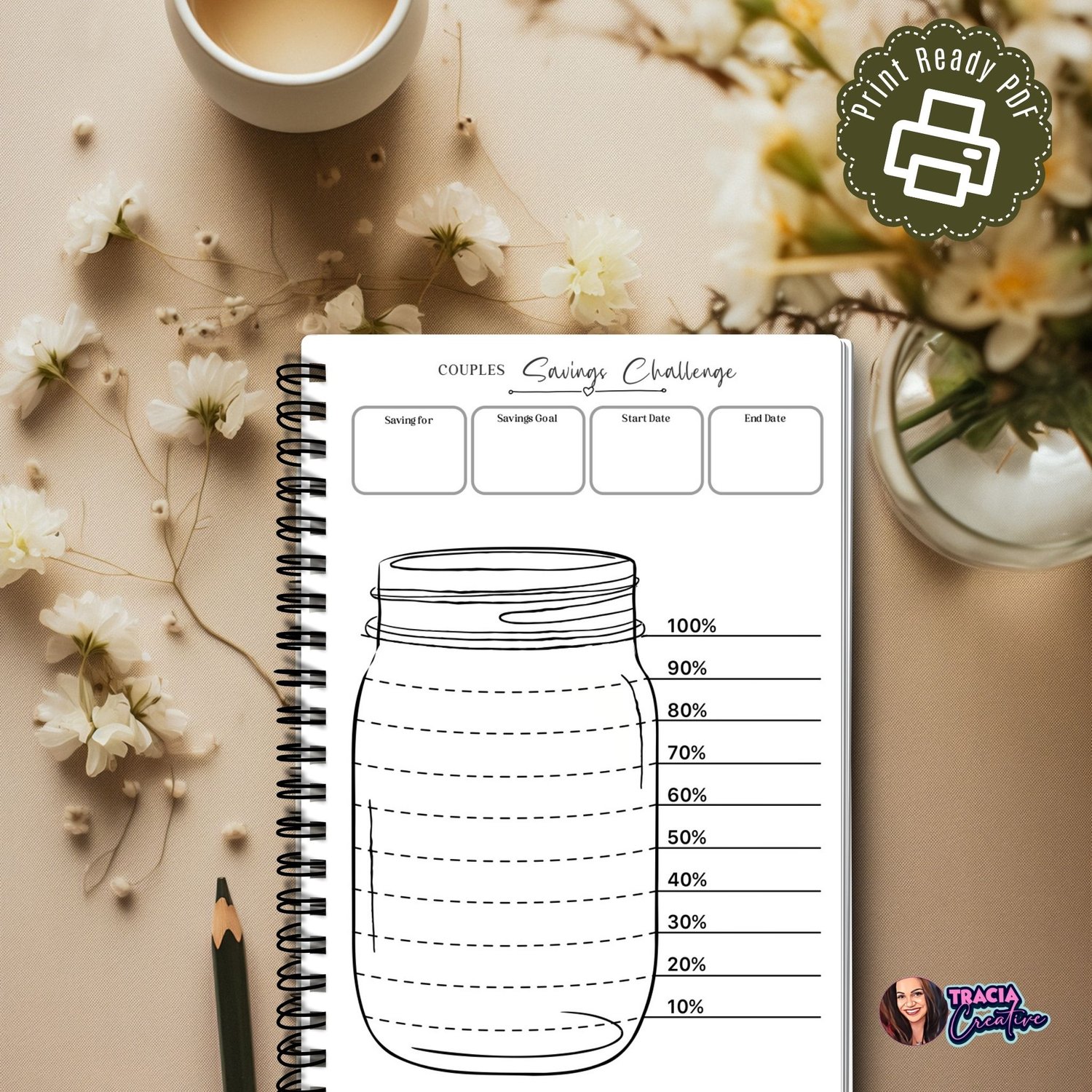 Couples Savings Challenge: A5 Planner Insert | Tracia Creative