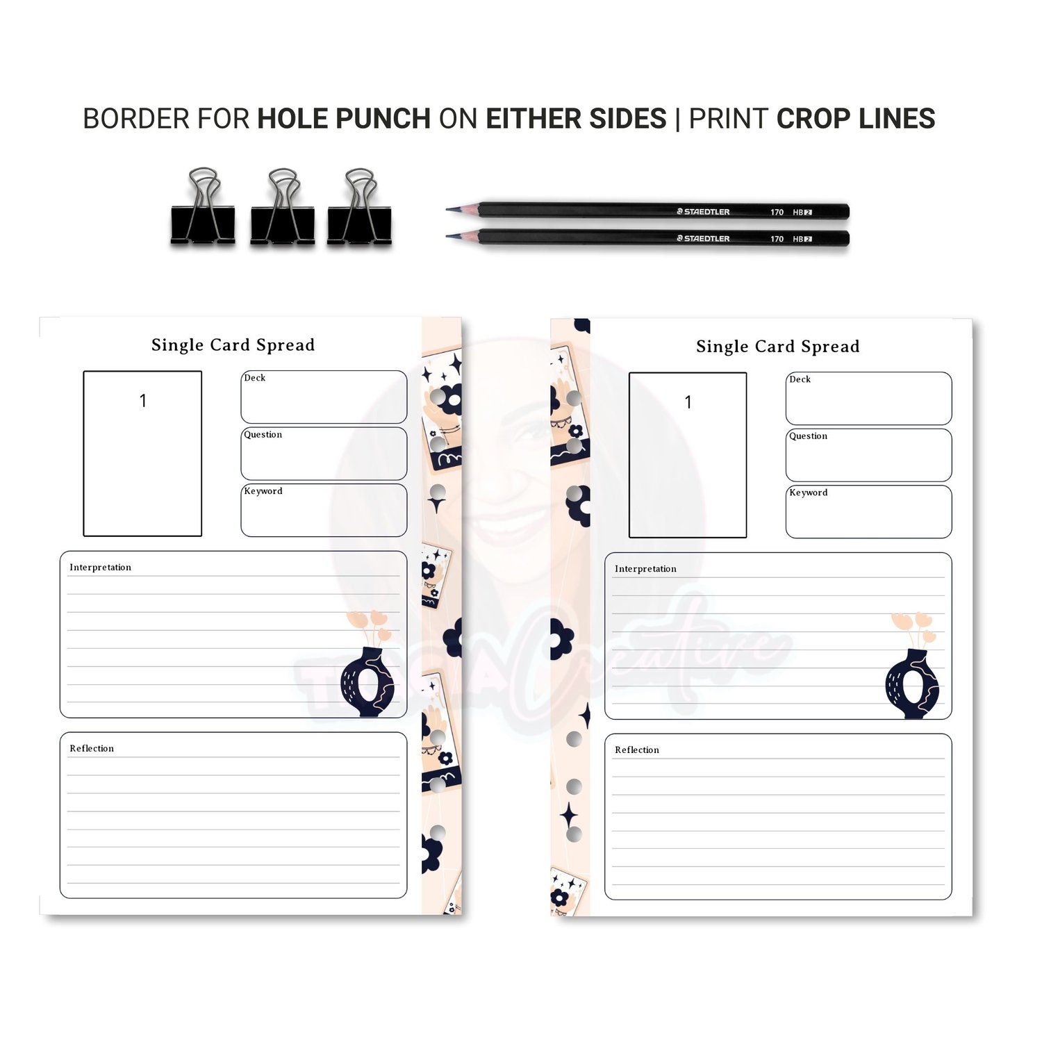 Tarot Single Card Spread – Printable Digital Download PDF
