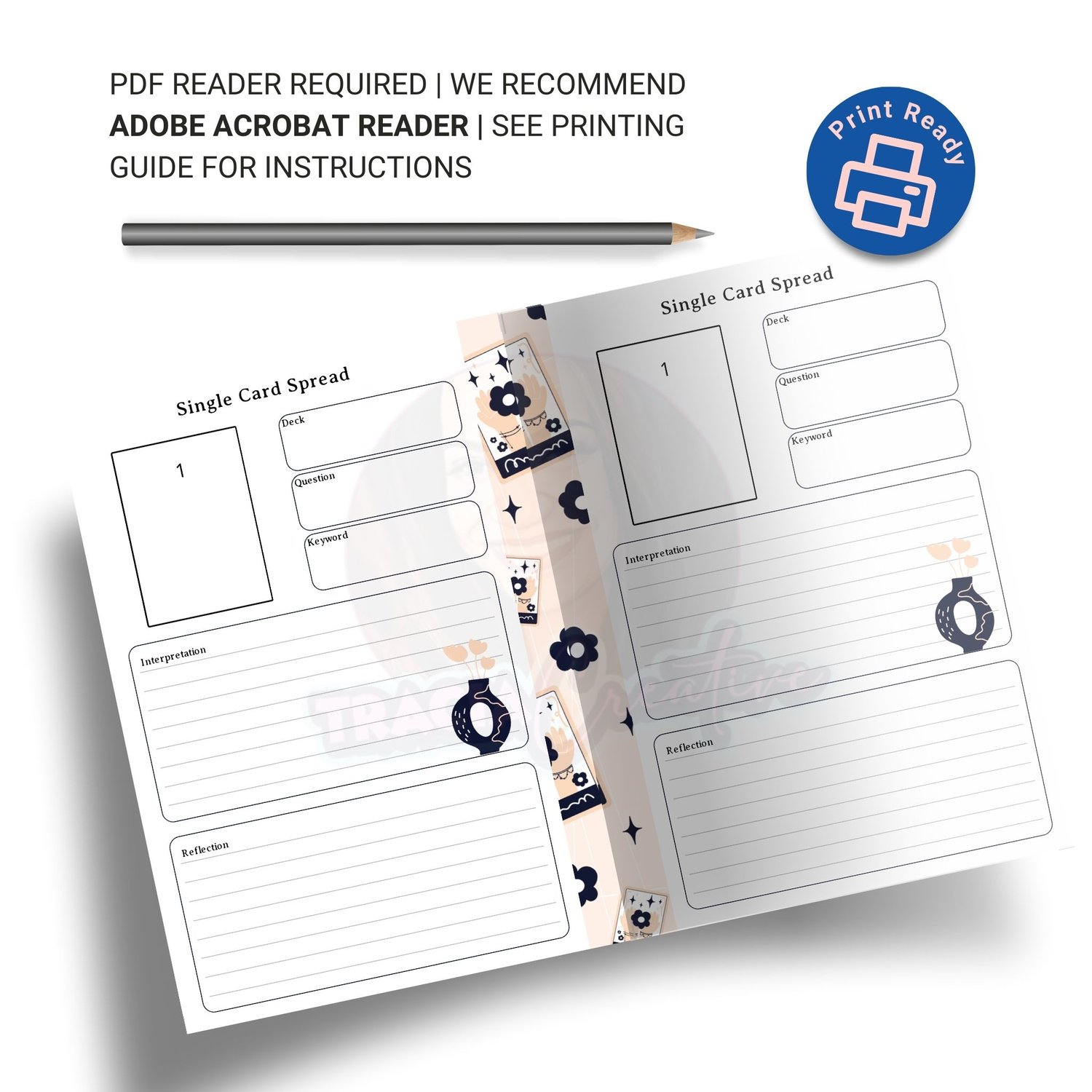 Tarot Single Card Spread – Printable Digital Download PDF