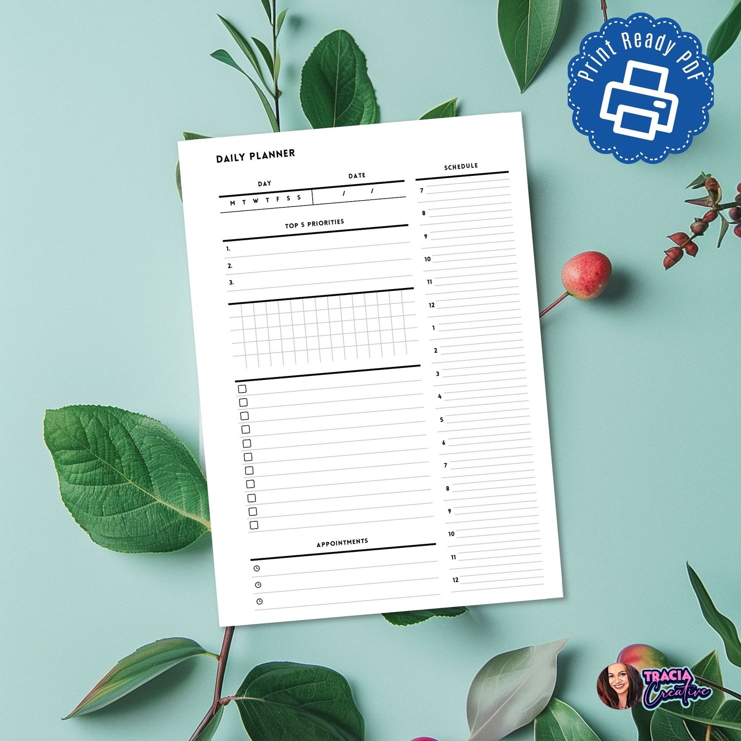 Classic Daily Planner A5 Minimalist | Tracia Creative