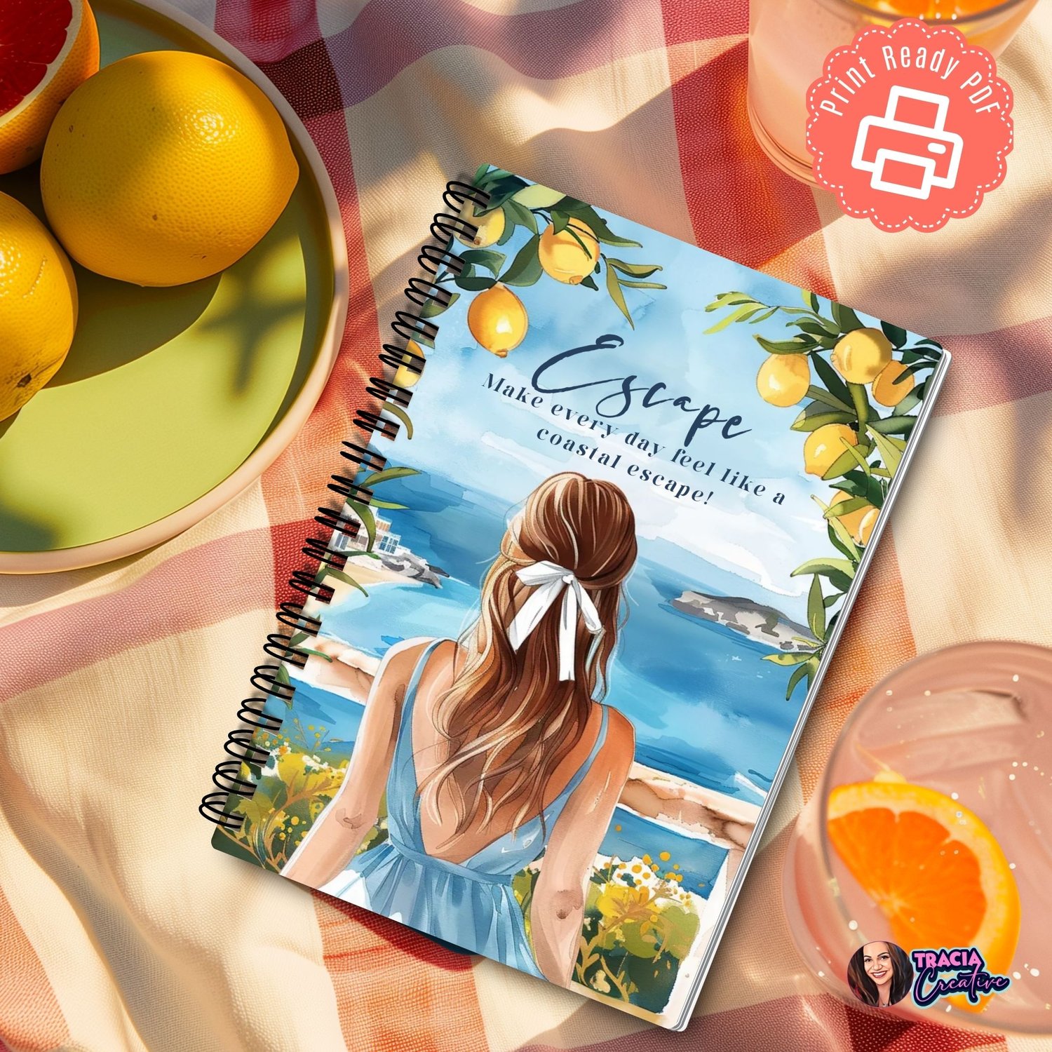 A5 Mediterranean Planner Dashboard Cover | Tracia Creative