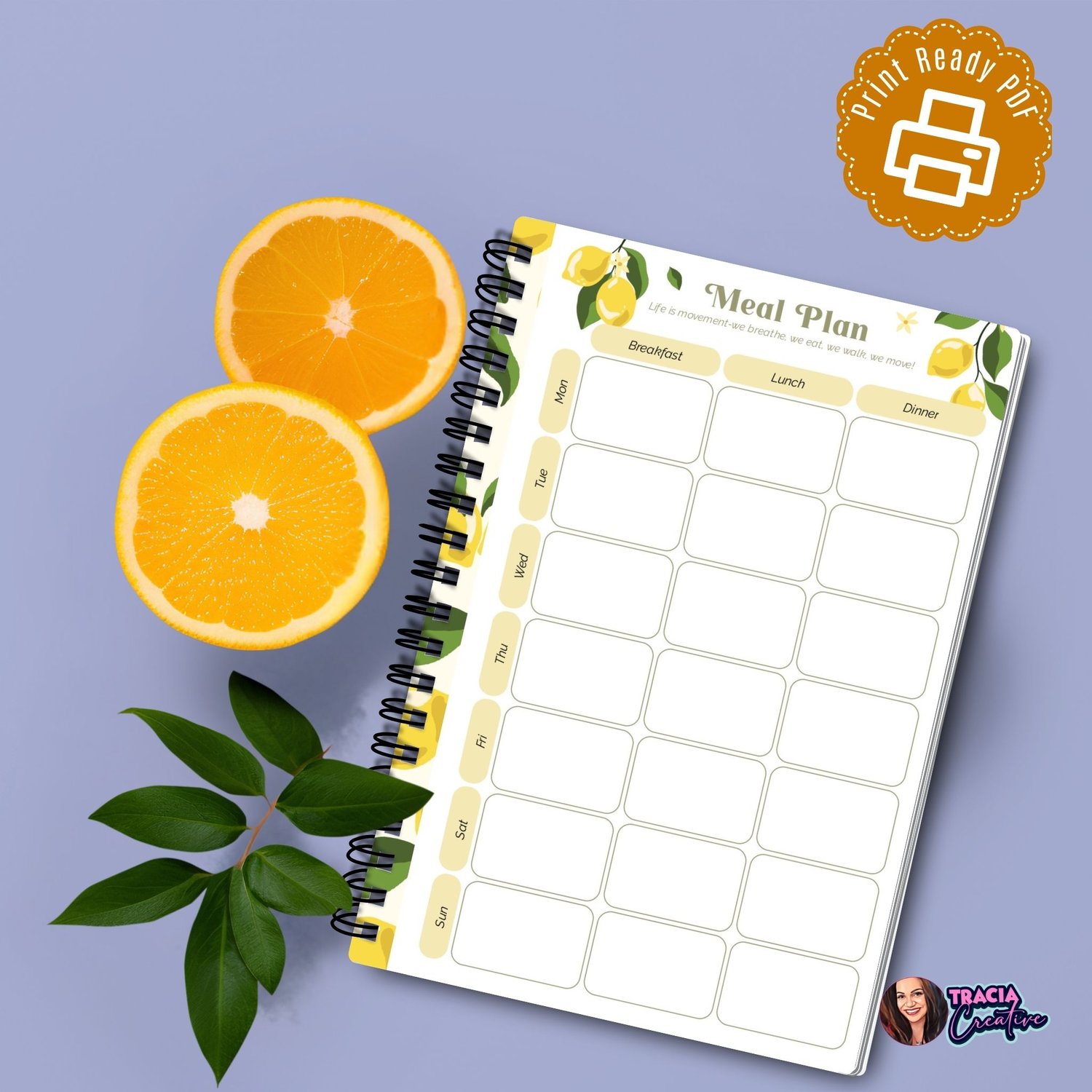 A5 Printable Meal Planner Insert | Orchard Design | Tracia Creative