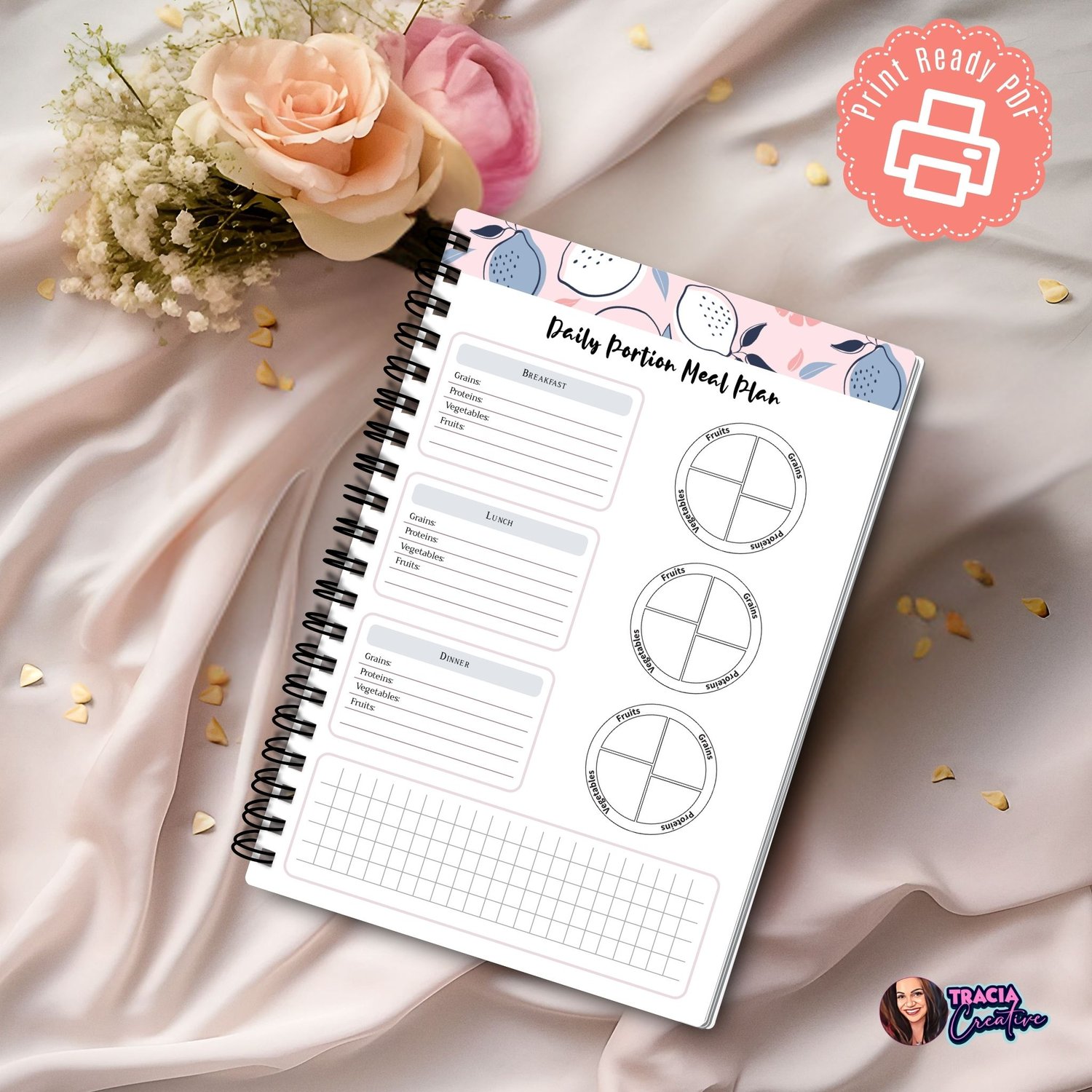 A5 Daily Portions Meal Planner Insert - Track Meals & Nutrition