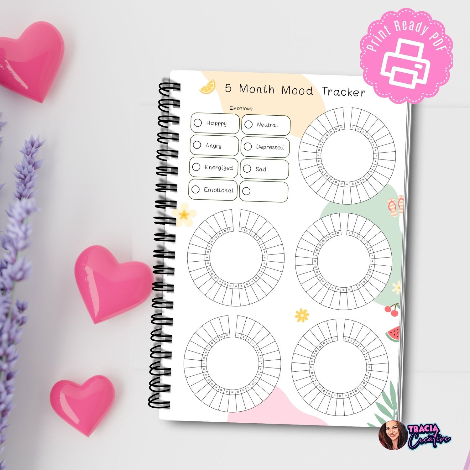 Mood Tracker | 5 Month Emotional Journey | Tracia Creative