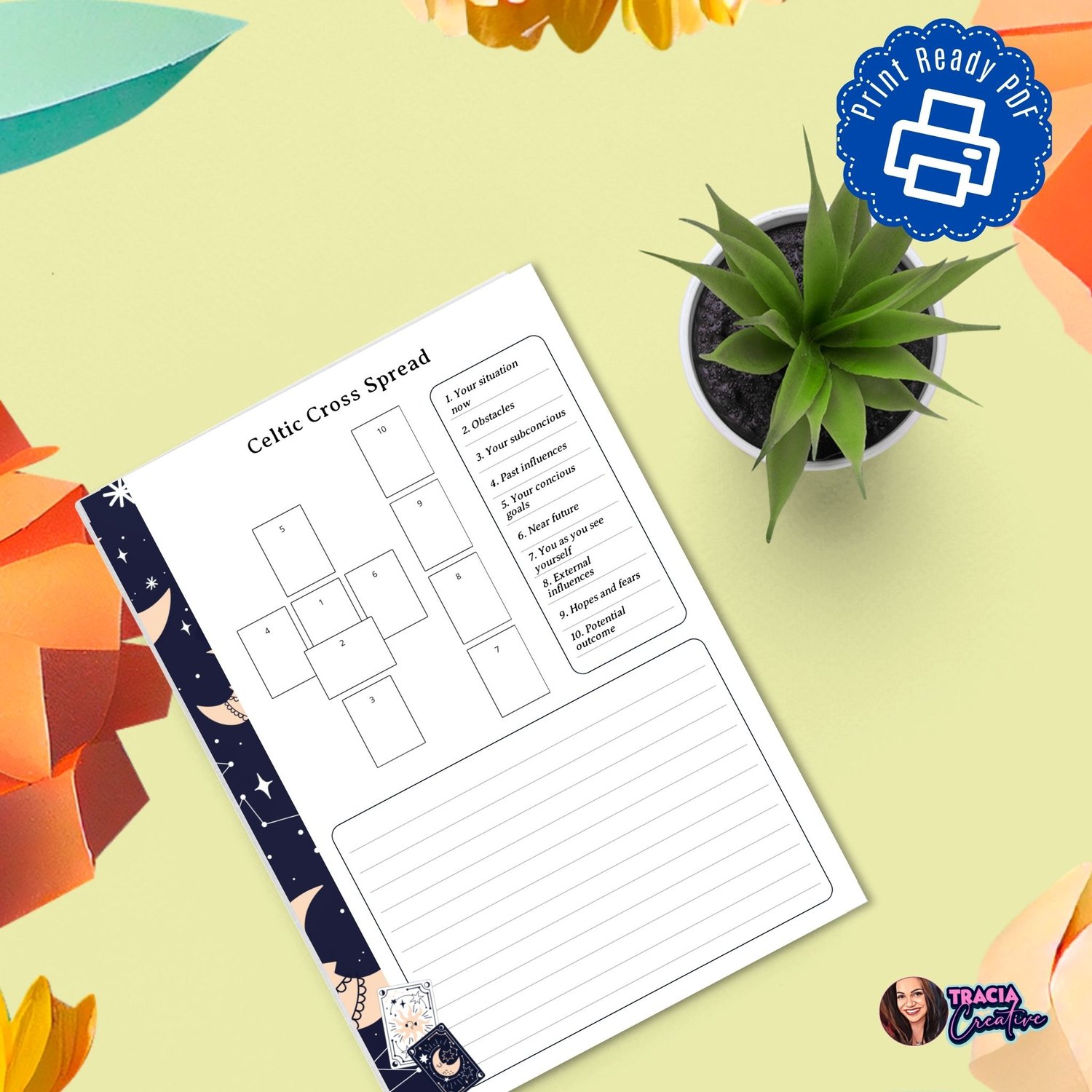 Celtic Tarot Cross Spread A5 – Printable Digital PDF