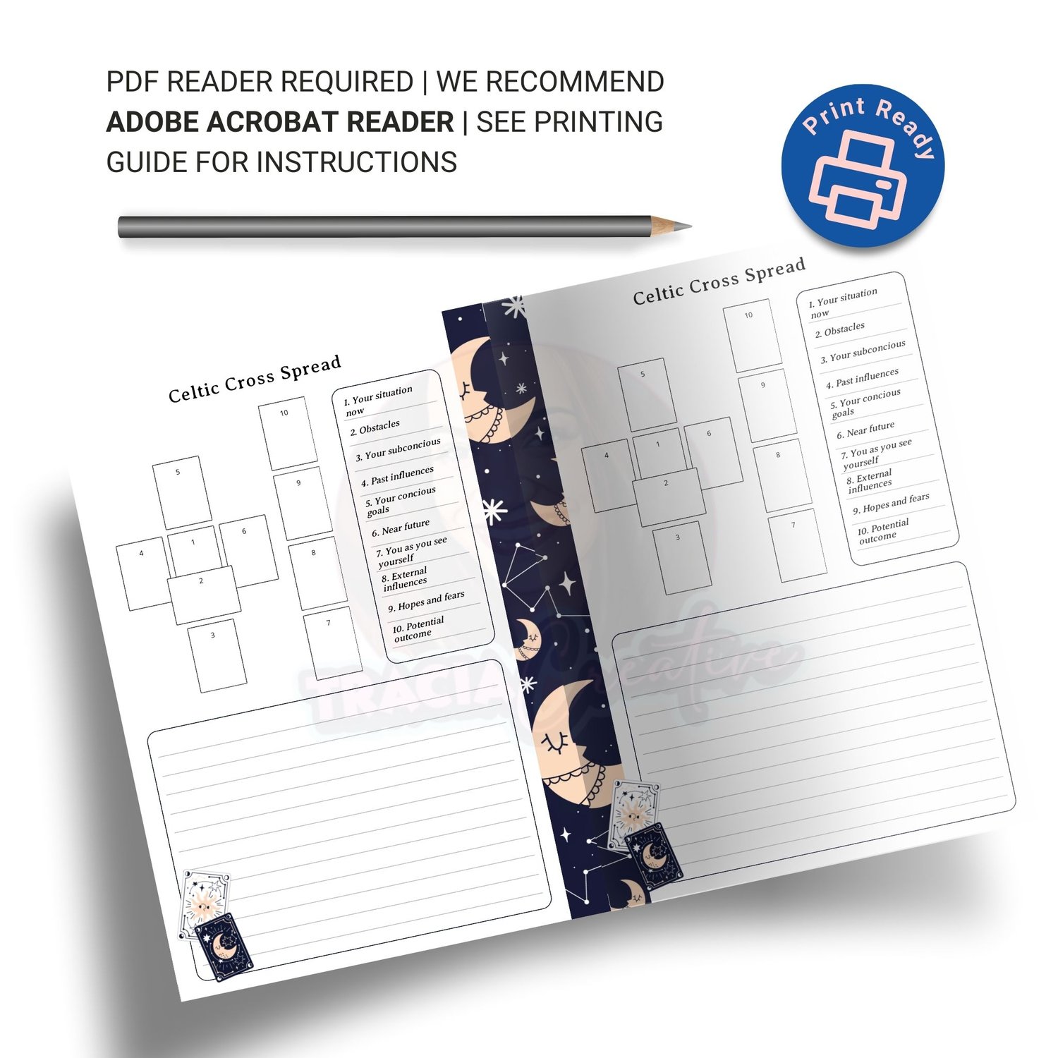 Celtic Tarot Cross Spread A5 – Printable Digital PDF