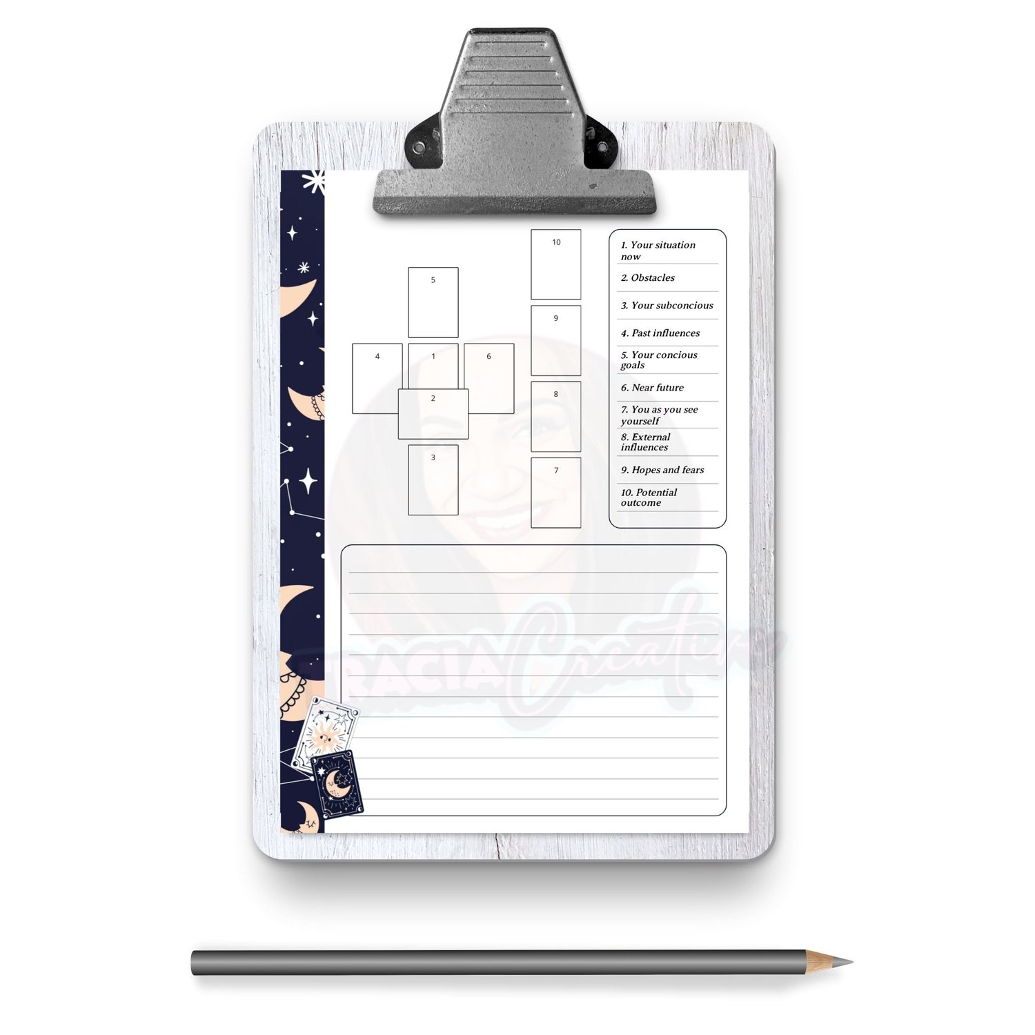 Celtic Tarot Cross Spread A5 – Printable Digital PDF