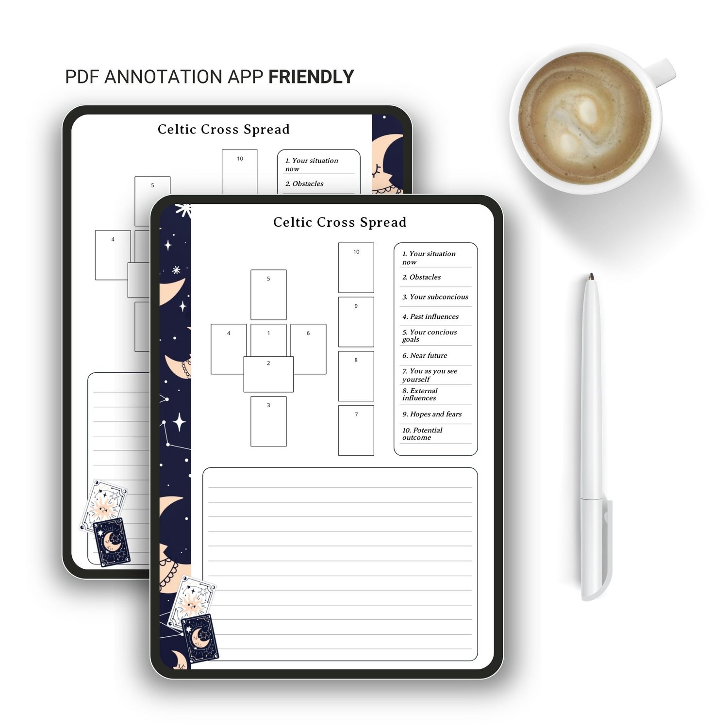 Celtic Tarot Cross Spread A5 – Printable Digital PDF