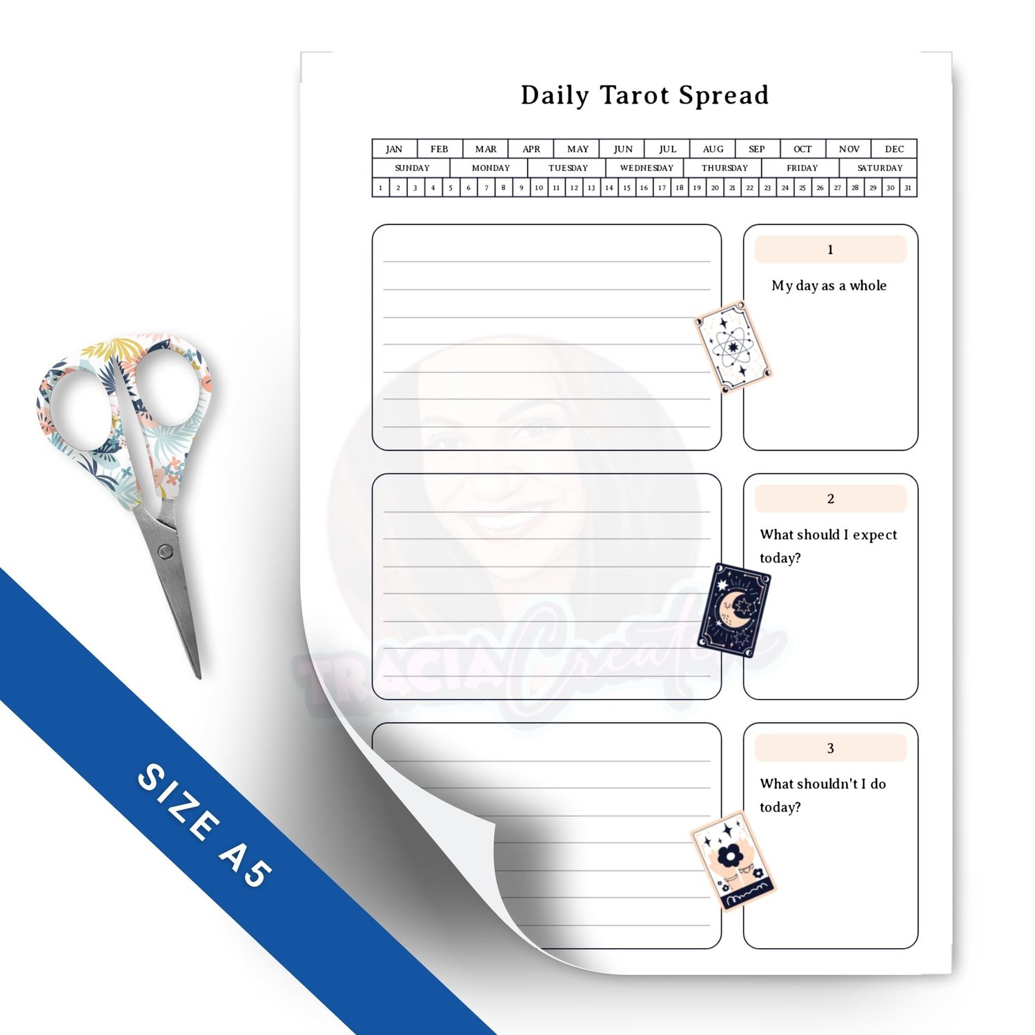 Printable Daily Tarot Spread – A5 Layout