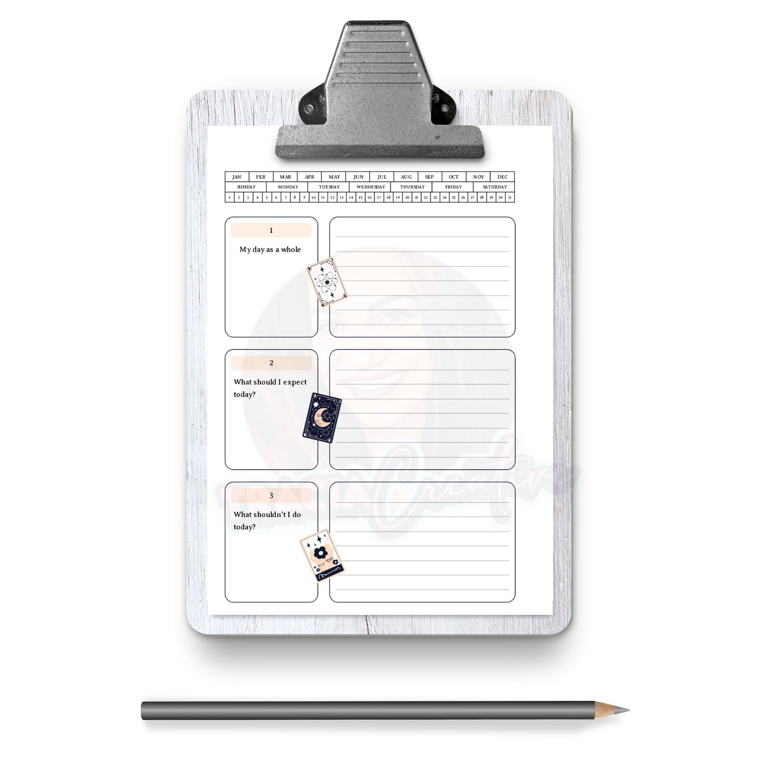 Printable Daily Tarot Spread – A5 Layout