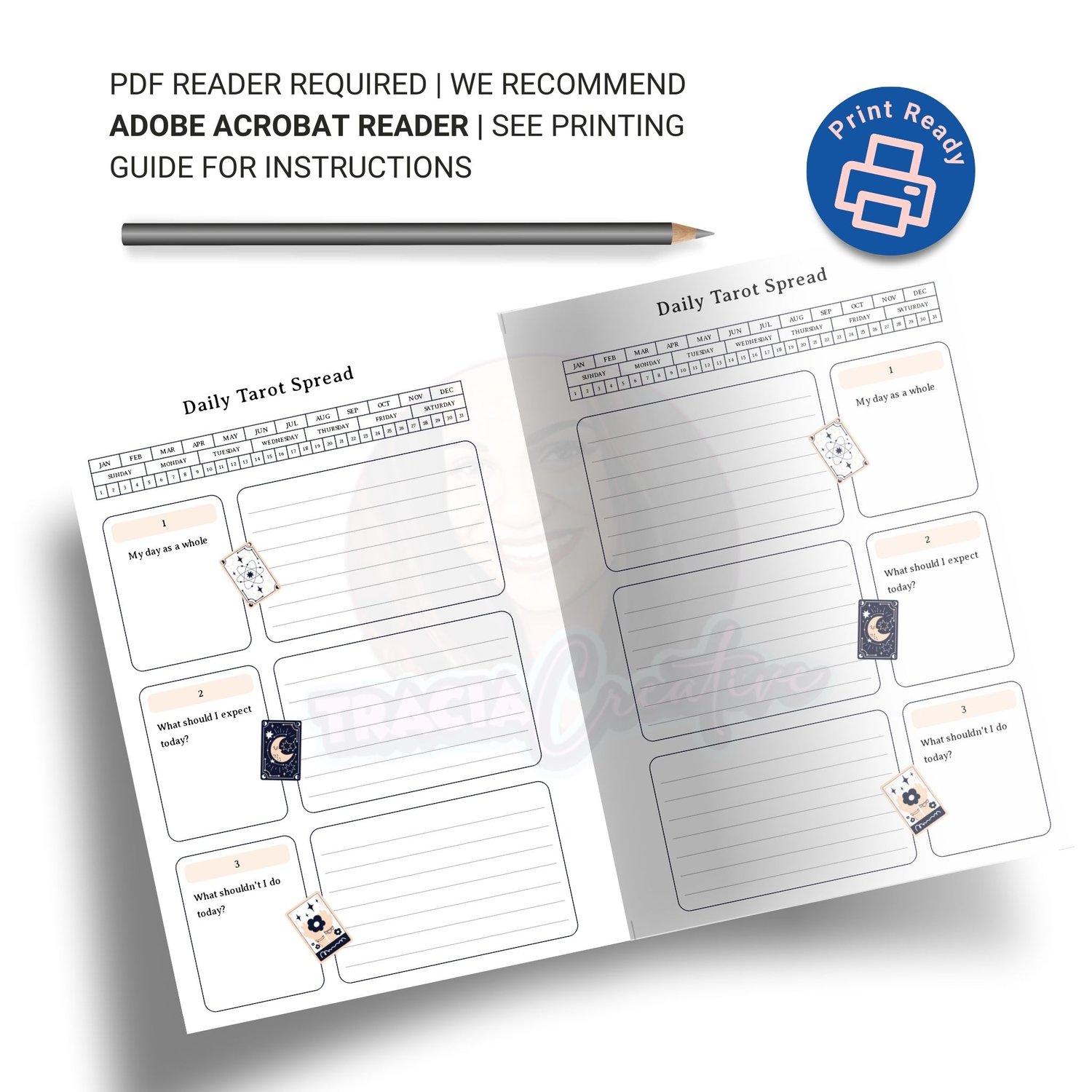 Printable Daily Tarot Spread – A5 Layout