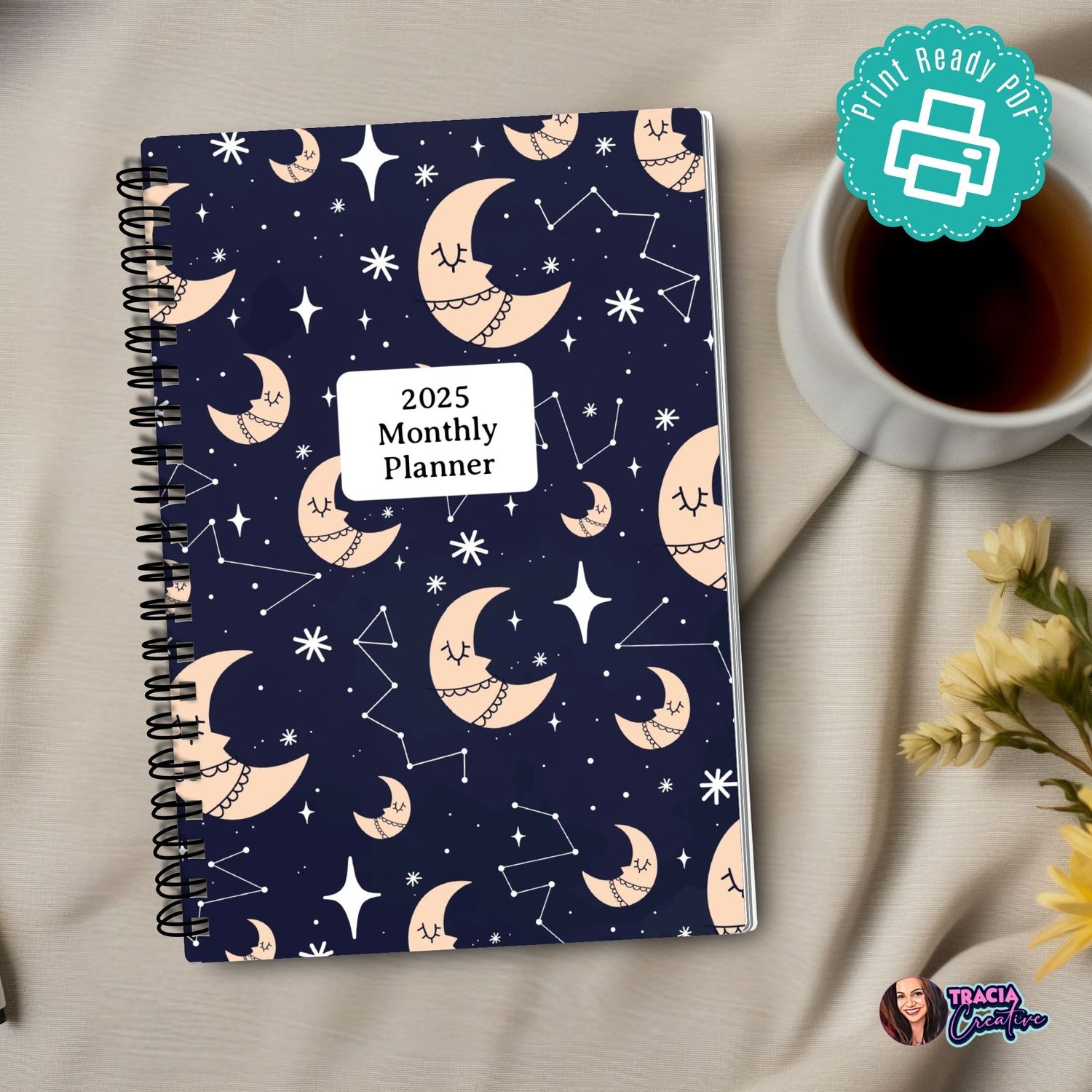 Printable Celestial 2025 Monthly Planner – A5 Format