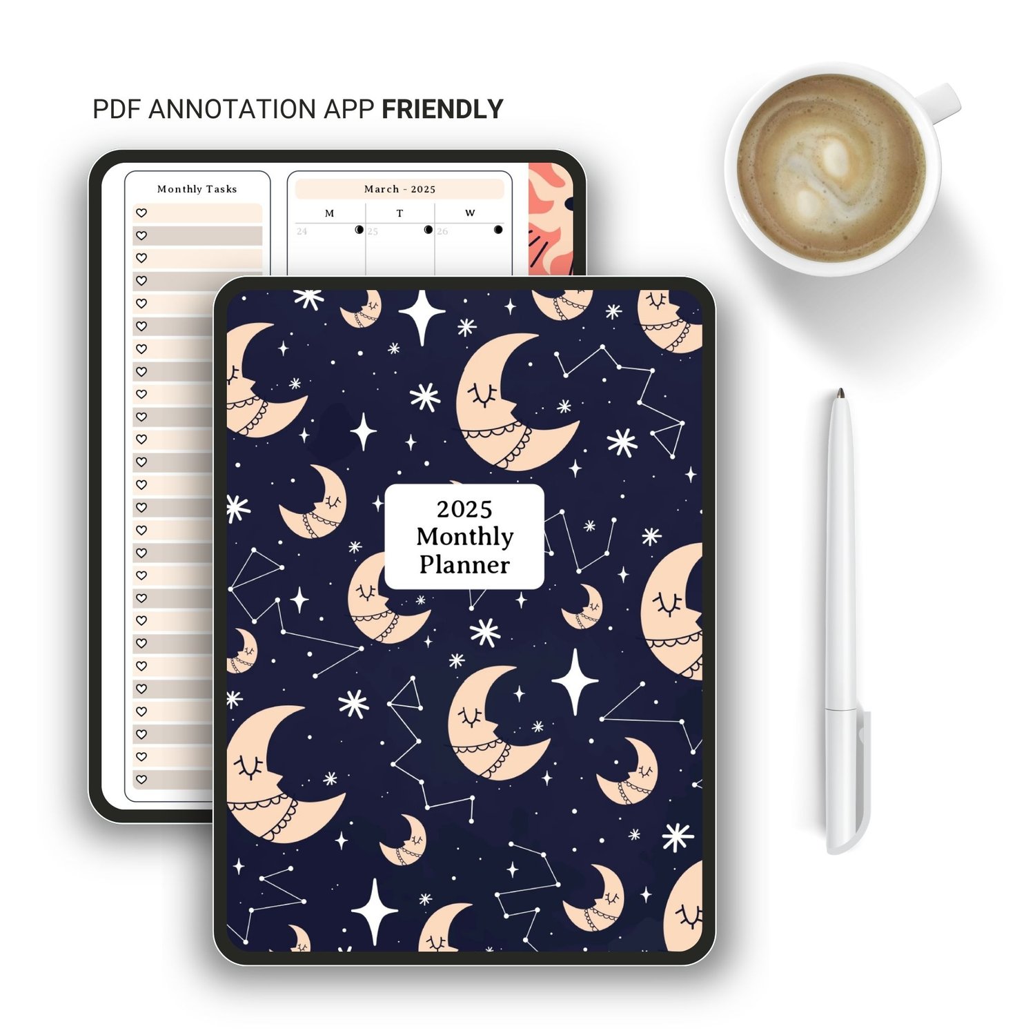 Printable Celestial 2025 Monthly Planner – A5 Format