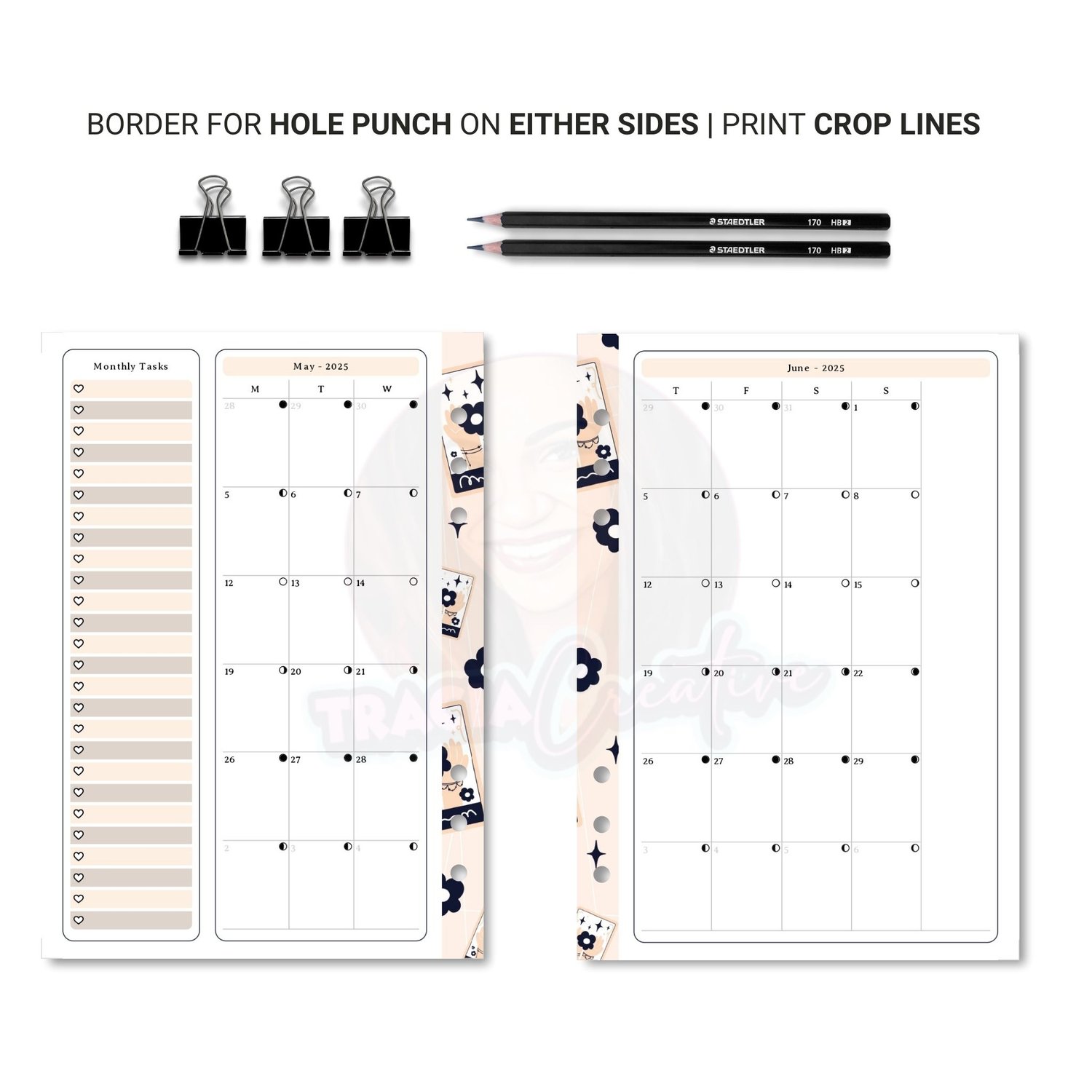 Printable Celestial 2025 Monthly Planner – A5 Format