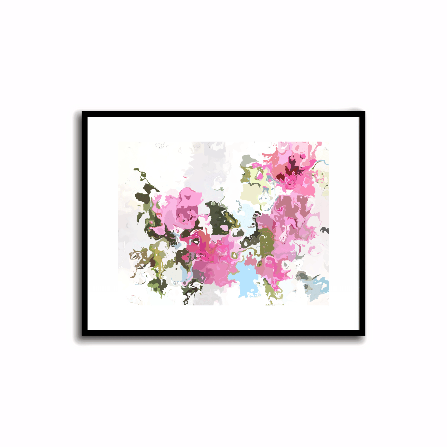 Modern abstract art prints, Pink Azalea, Blue Smoke, Heather Gray and Soft Peach. Wall decor, Desk decor, Shelf décor, 5X7 art prints