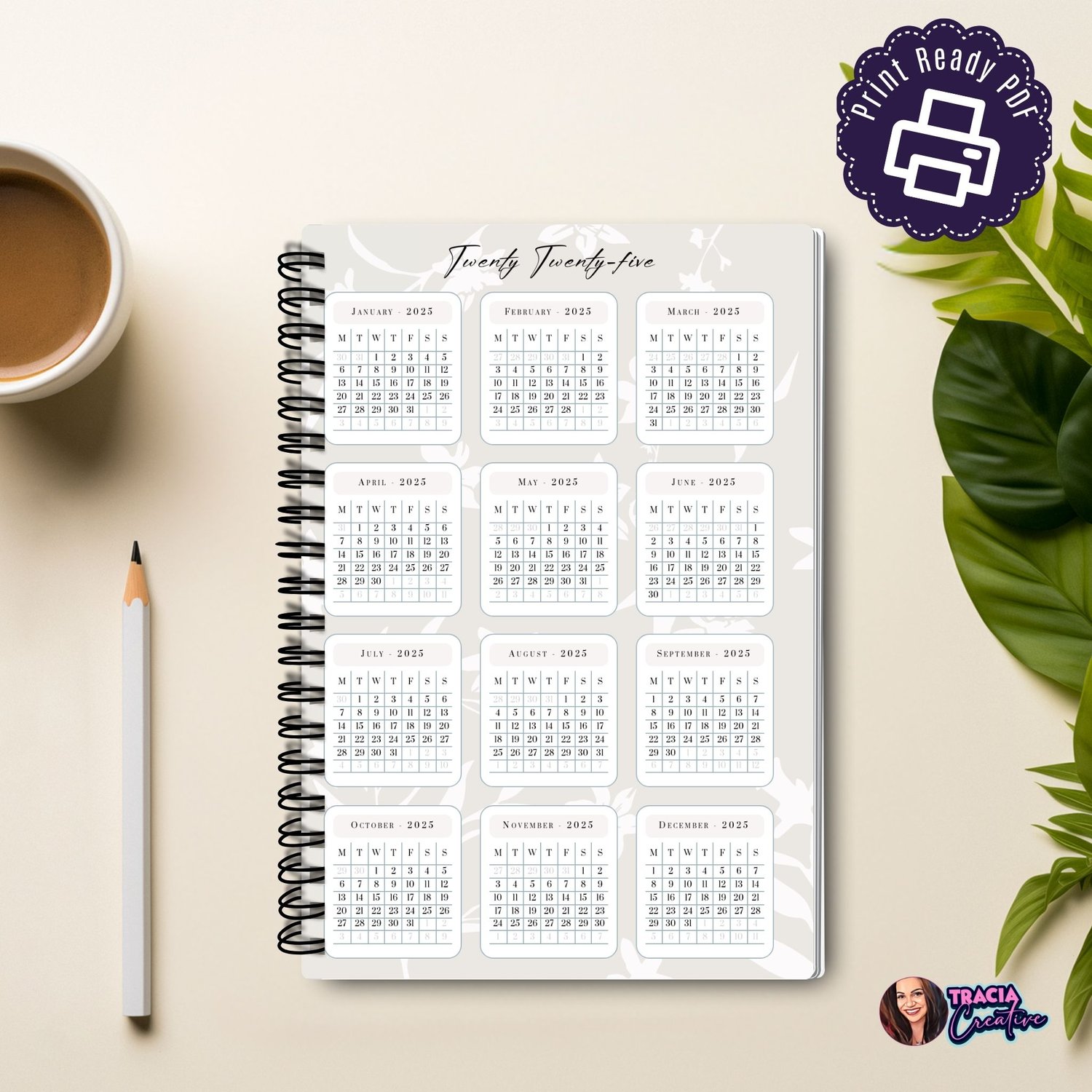 2024/2025 Calendar with Monday Start | Tracia Creative