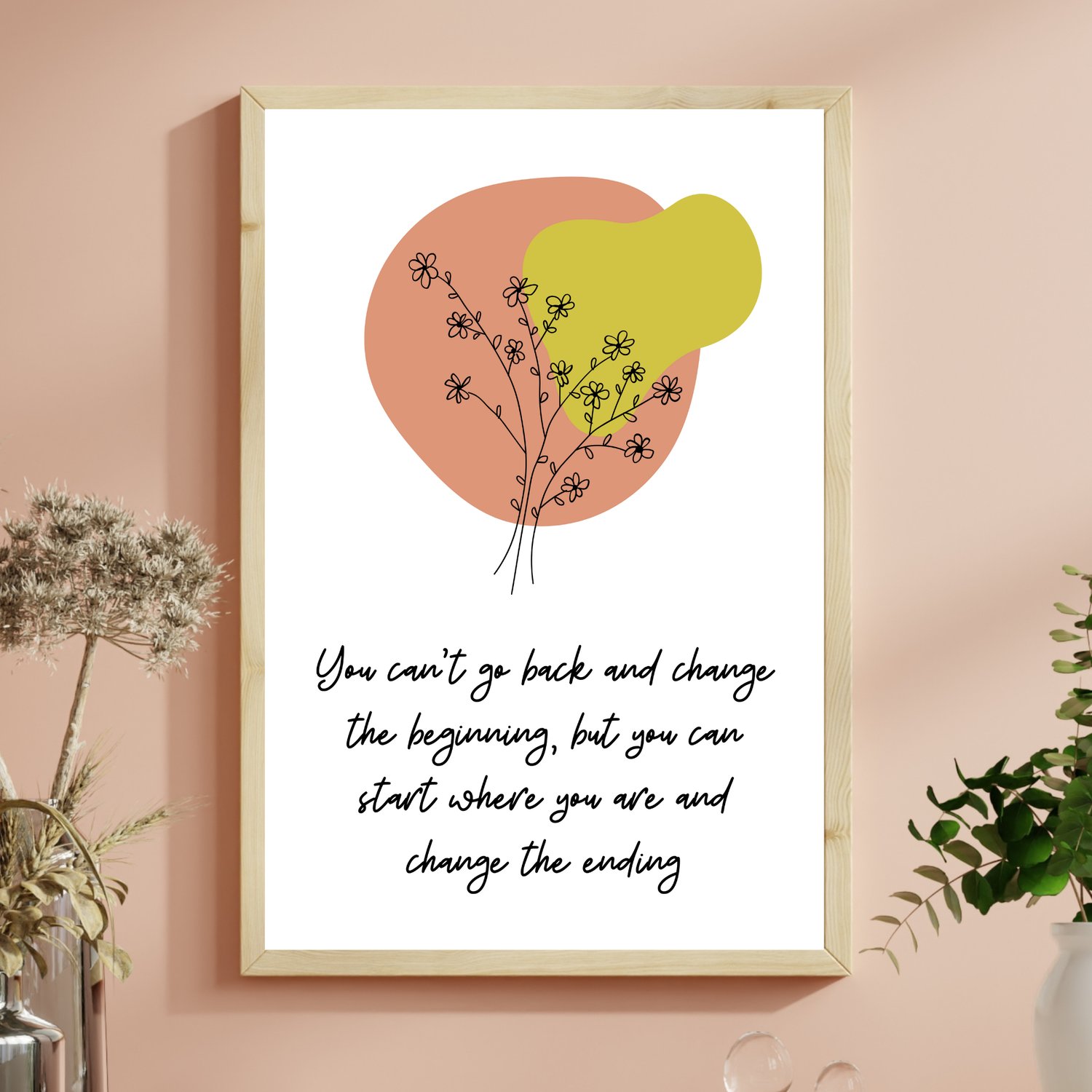 boho minimal wall art with motivational quote