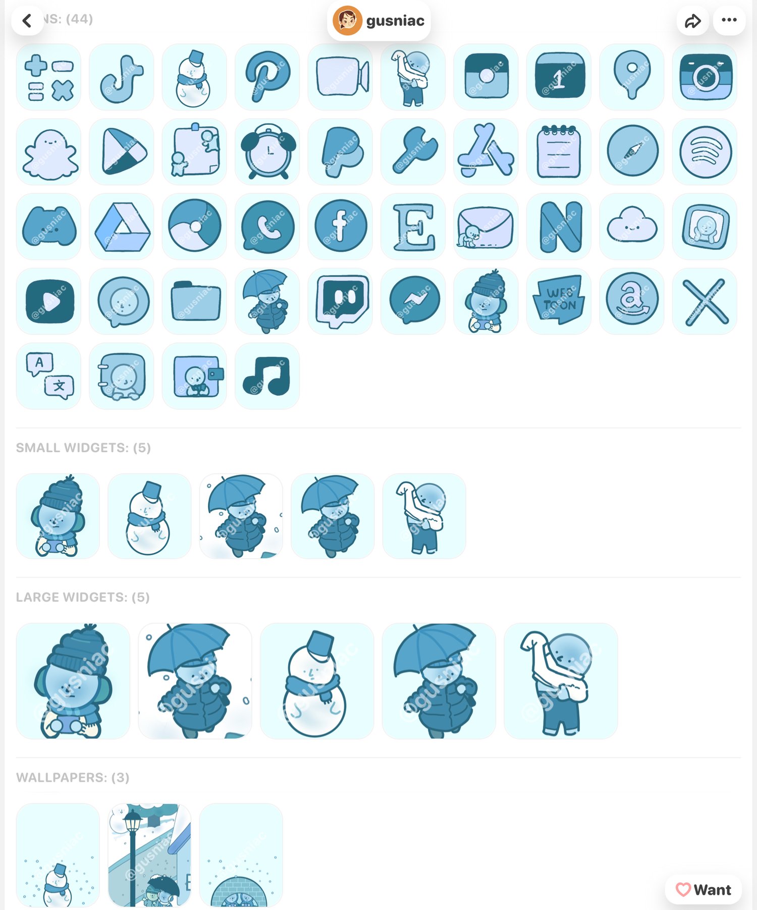 Smiski’s Winter Plan Icon Pack | Home screen customization set for iPhone ios Android