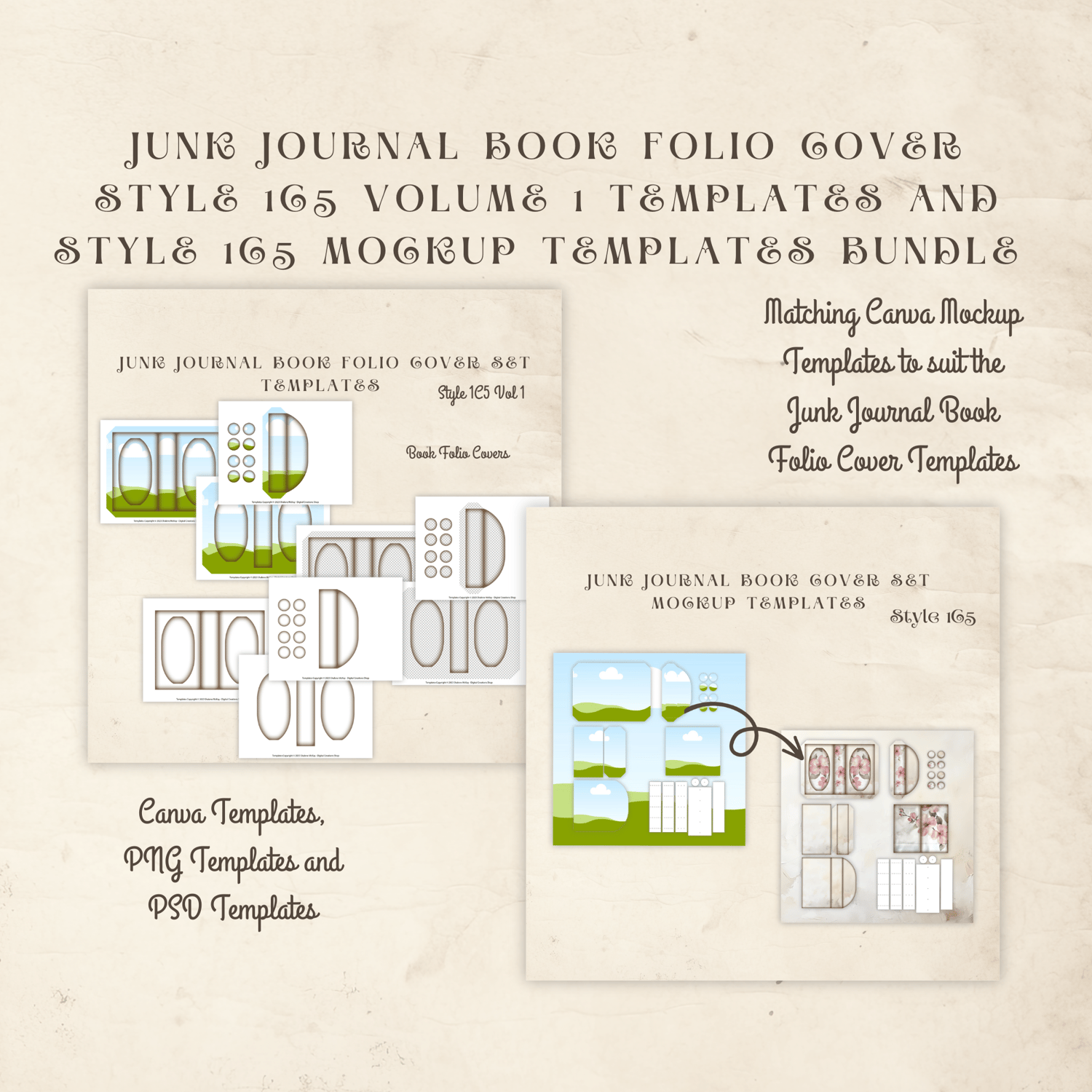 Journal Vol Format Junk Journal Book Cover Set Style 1C5 Vol 1 Templates and 1C5 Mockups ...