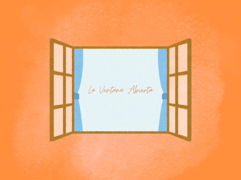Ilustración ventana polvorienta abierta
