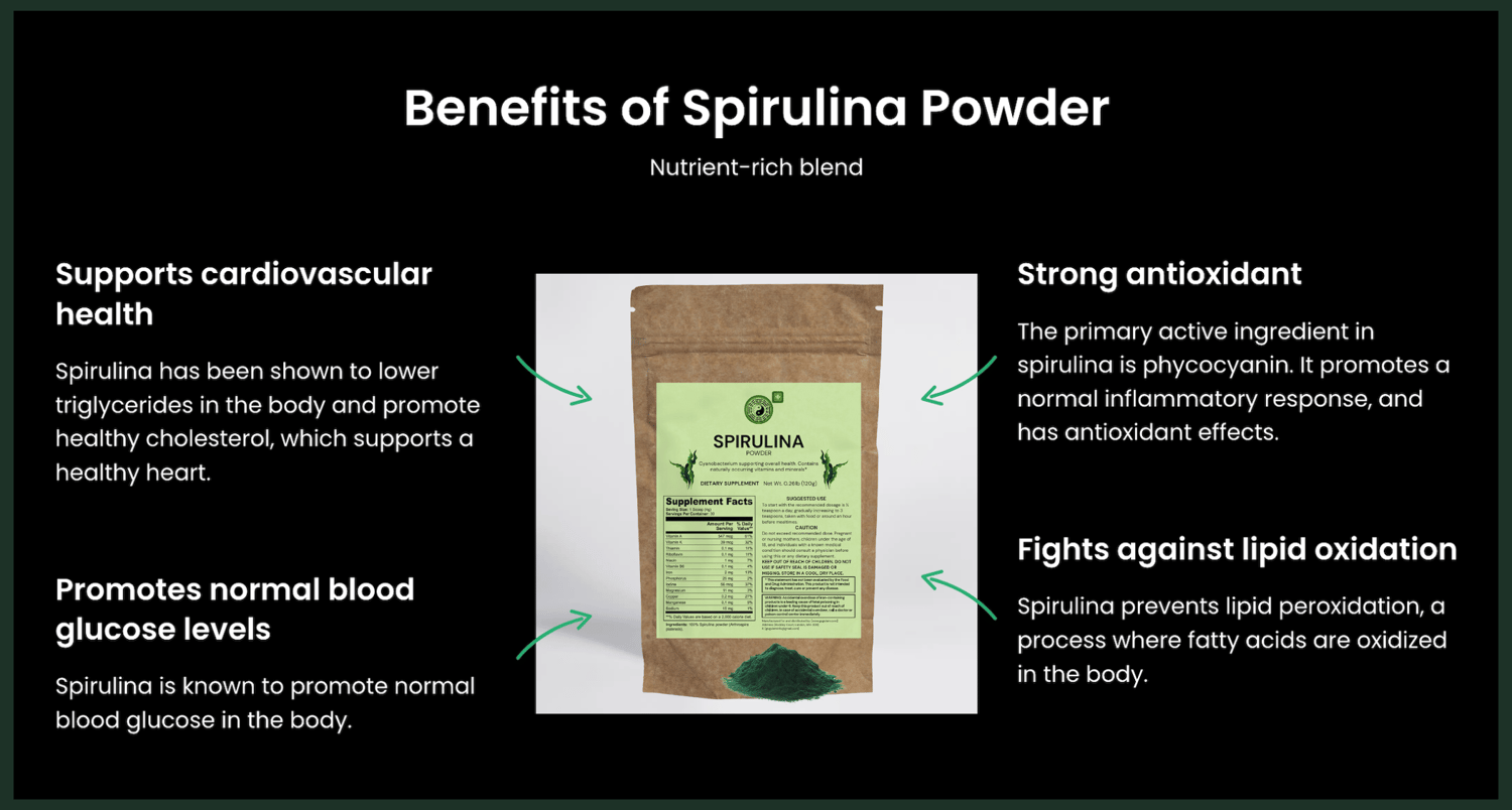 Spirulina for Anti-inflammatory Activities Clinical trials show that Spirulina prevents skeletal muscle damage under conditions of exercise-induced oxidative stress and can stimulate the production of antibodies and up or downregulate the expression of cytokine-encoding genes to induce immunomodulatory and anti-inflammatory responses.