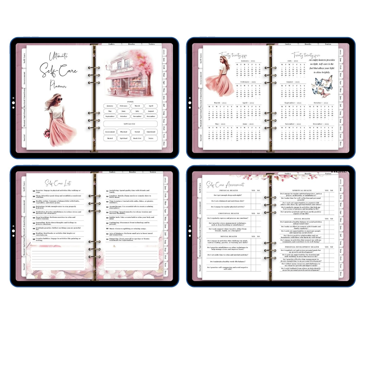 2025 Self-Care Digital Planner – 78 Hyperlinked Pages