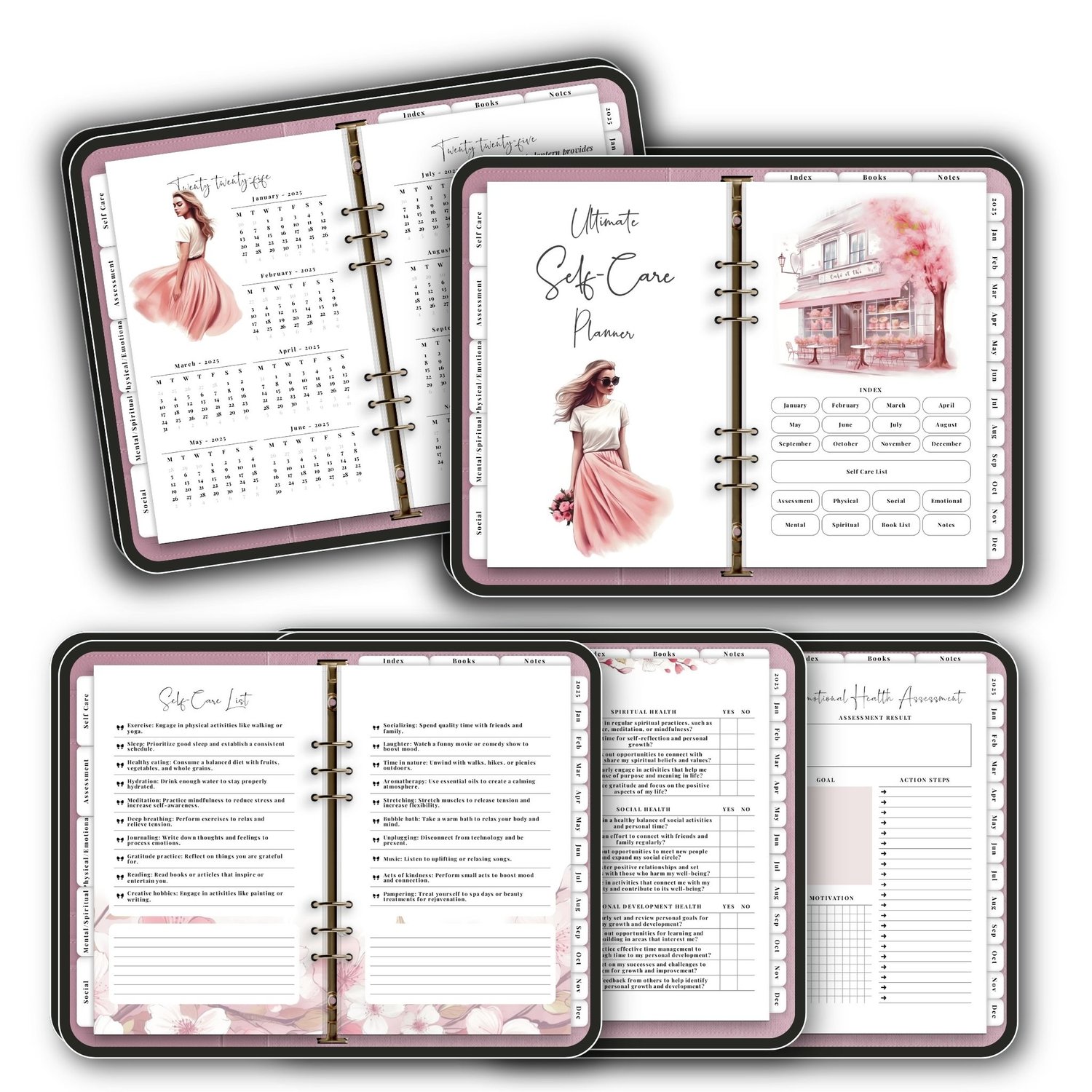 2025 Self-Care Digital Planner – 78 Hyperlinked Pages