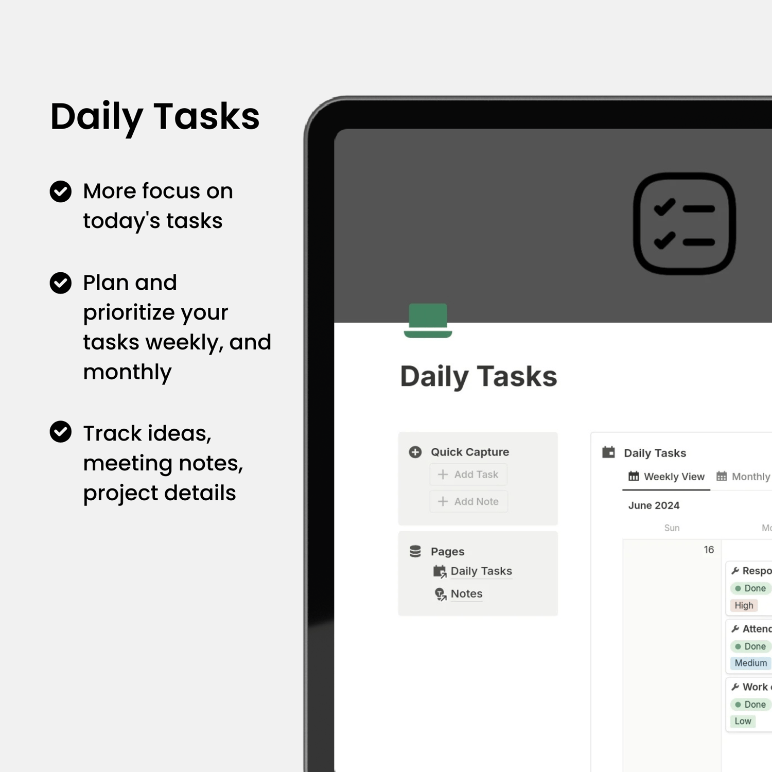 Daily Tasks Notion Template