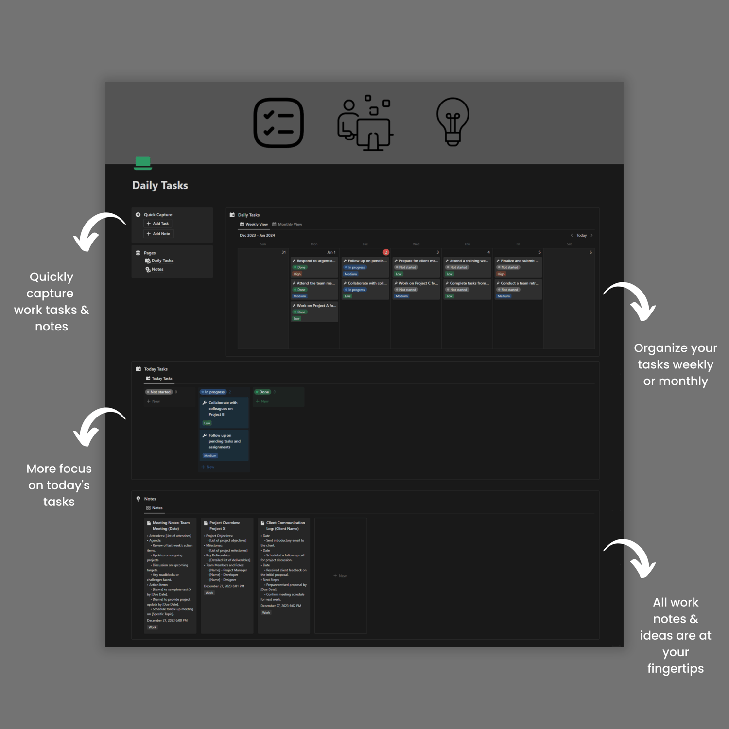 Daily Tasks Notion Template