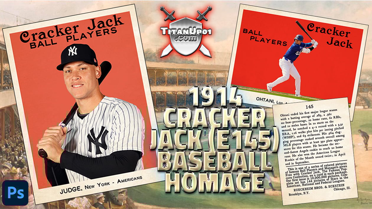 1914 Cracker Jack Baseball Homage Photoshop PSD Templates