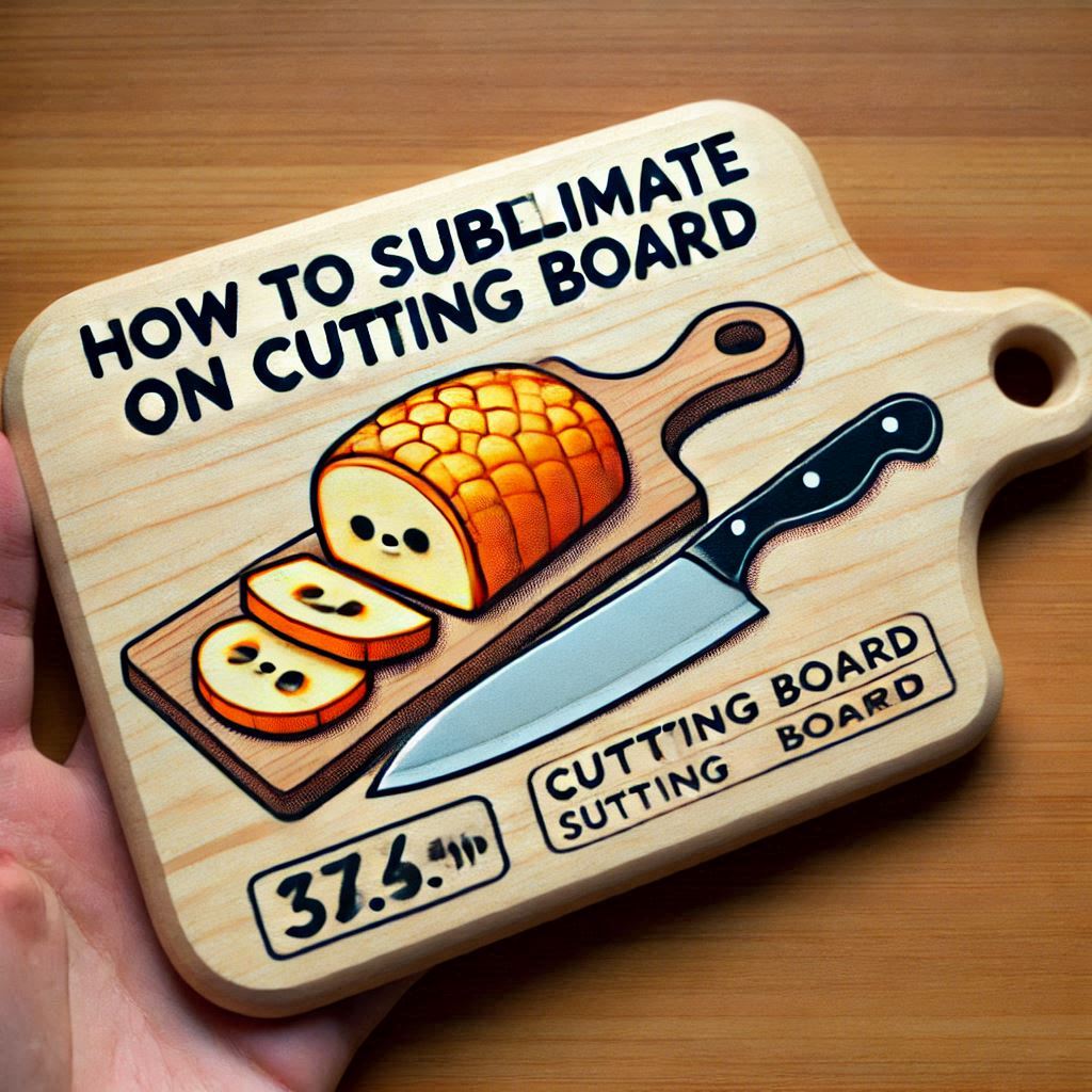 Image illustrating a step-by-step guide on how to sublimate on cutting boards, featuring tools, materials, and techniques for creating vibrant and durable designs.