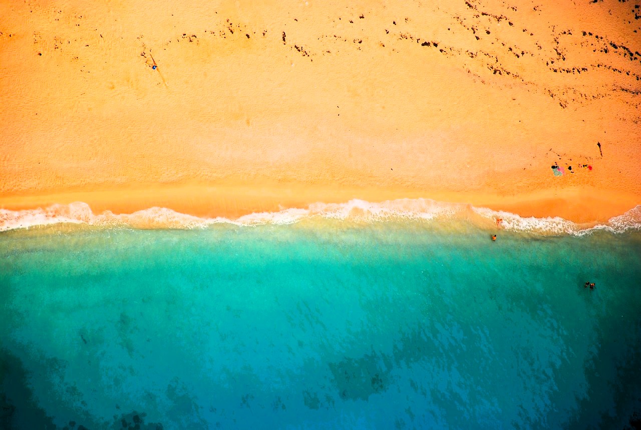 Playa, litoral, vista aérea