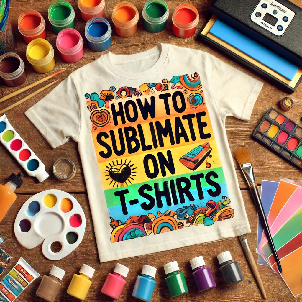 Image illustrating a step-by-step guide on how to sublimate on t-shirts, featuring tools, materials, and techniques for creating custom apparel with vibrant and personalized designs.