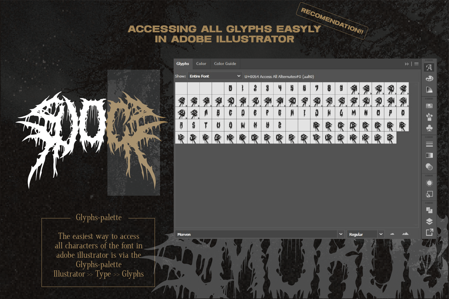 Smorden metal font with dripping and sharp gothic design, perfect for band logos, album covers, and dark-themed artworks.