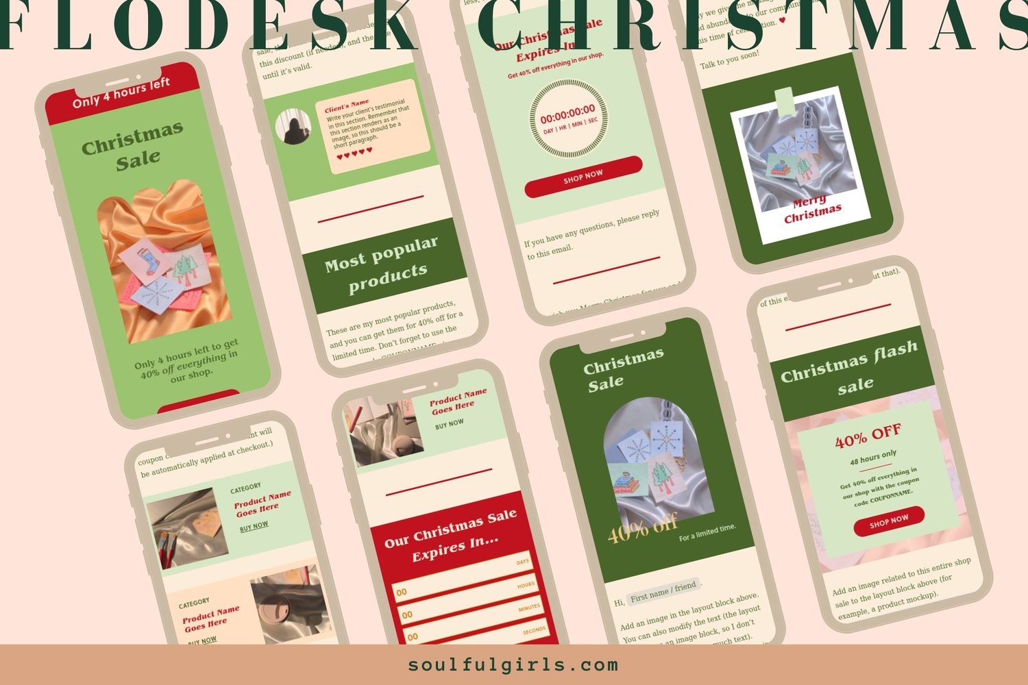 General view of the Flodesk Christmas template.